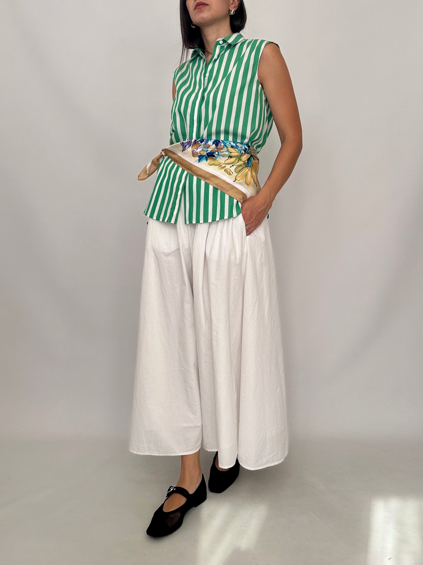 Green Striped Cotton Shirt