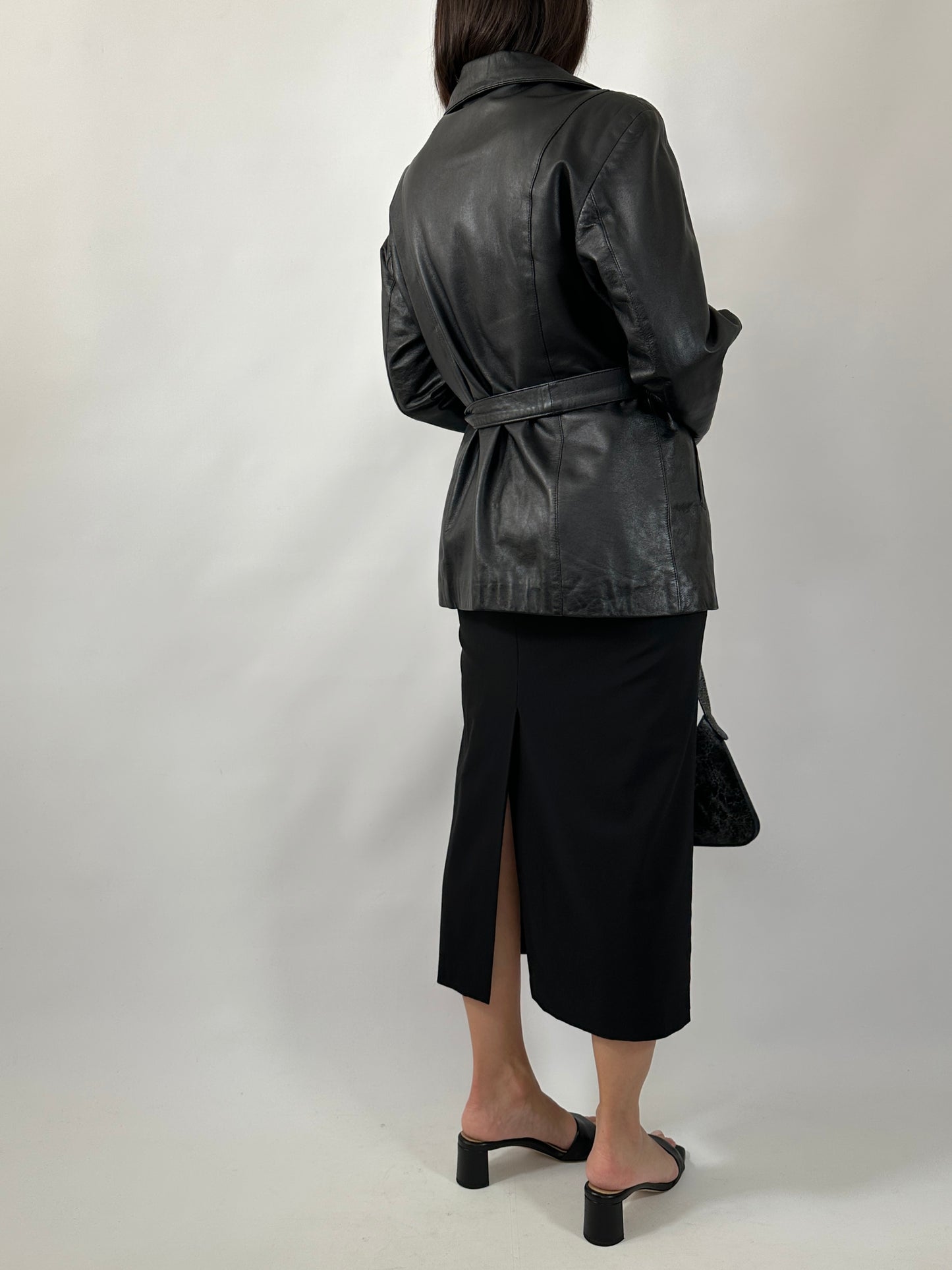 Soft Nappa Leather Belted Jacket