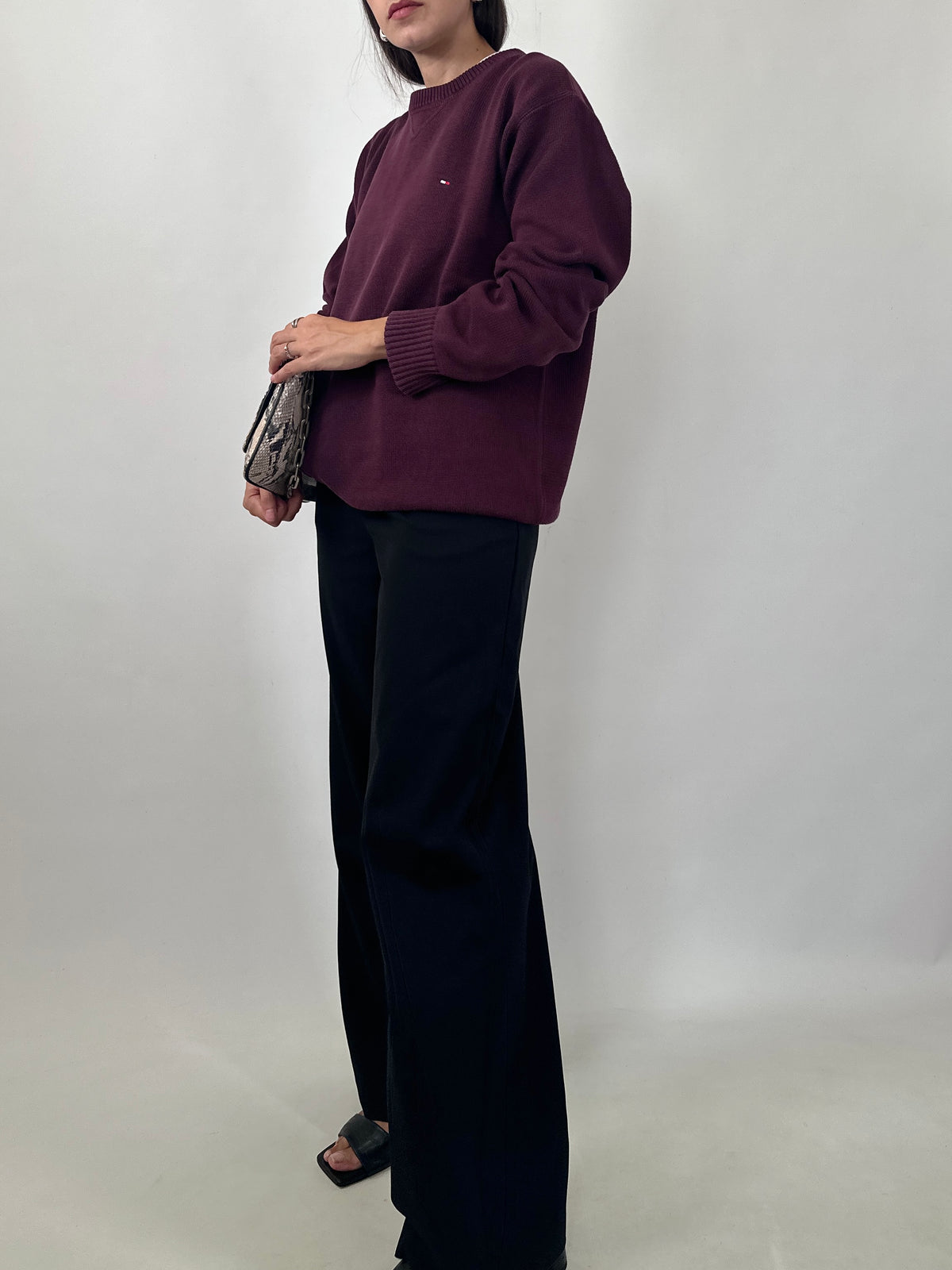 Tommy Hilfiger Burgundy Cotton Sweater