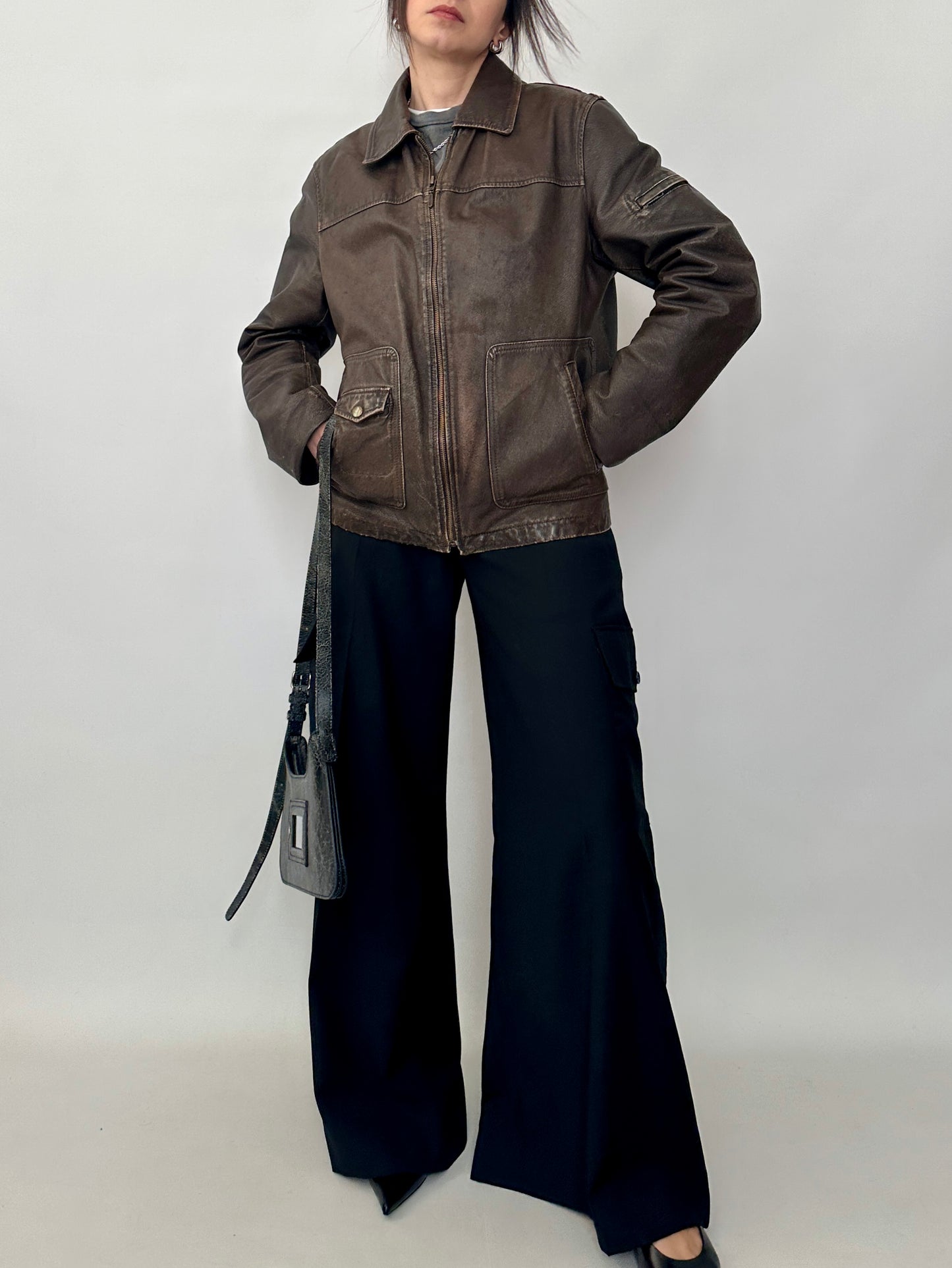 Genuine leather distressed jacket