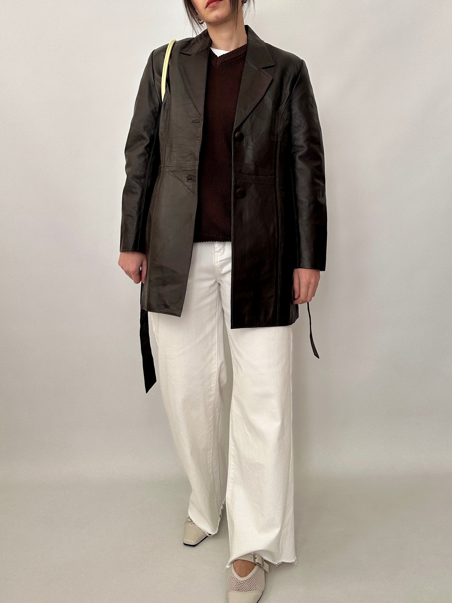 Chocolate real leather jacket