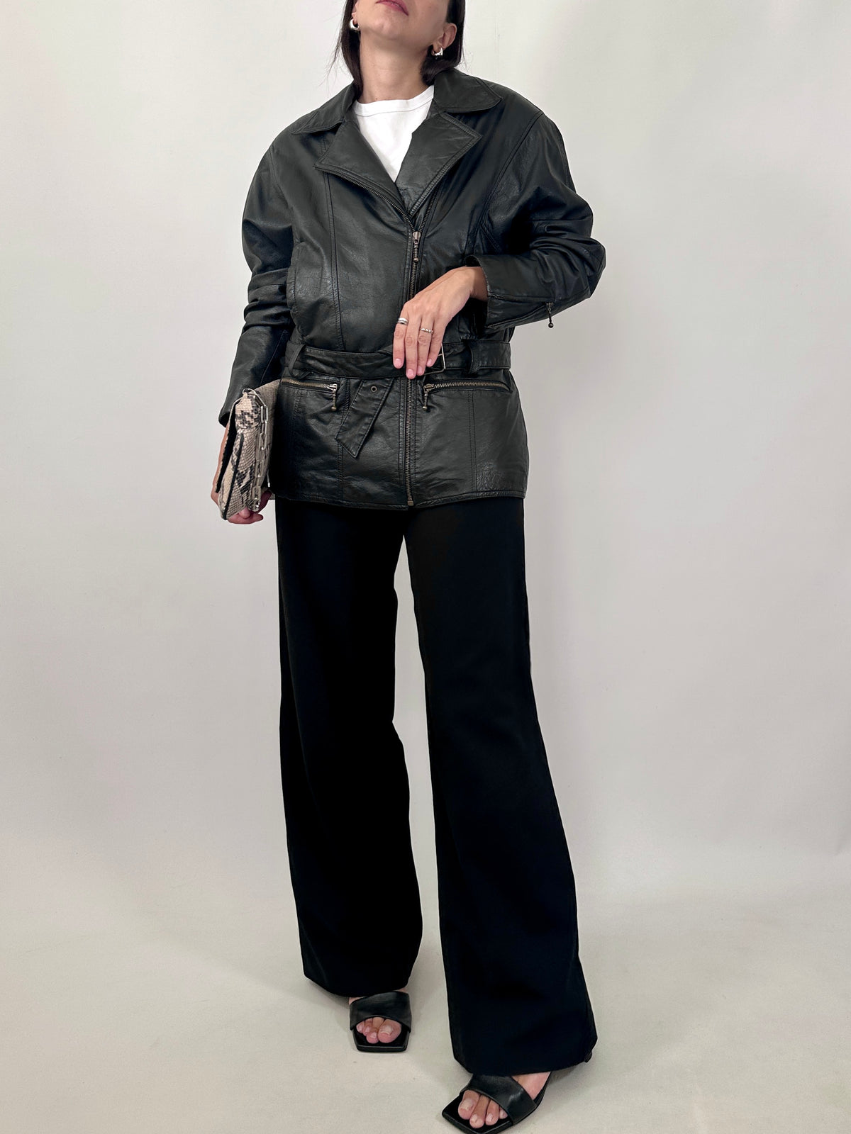 80s Belted Leather Jacket