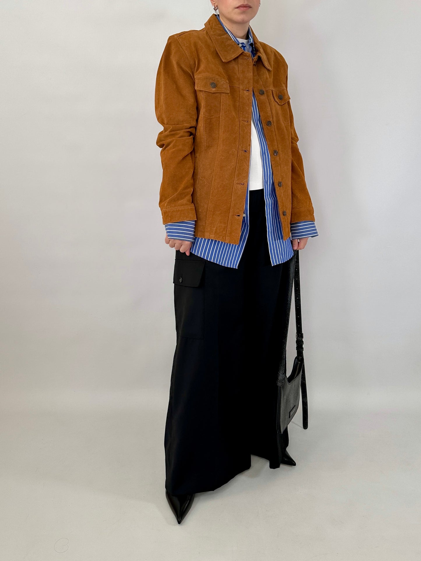 Real suede jacket in denim style