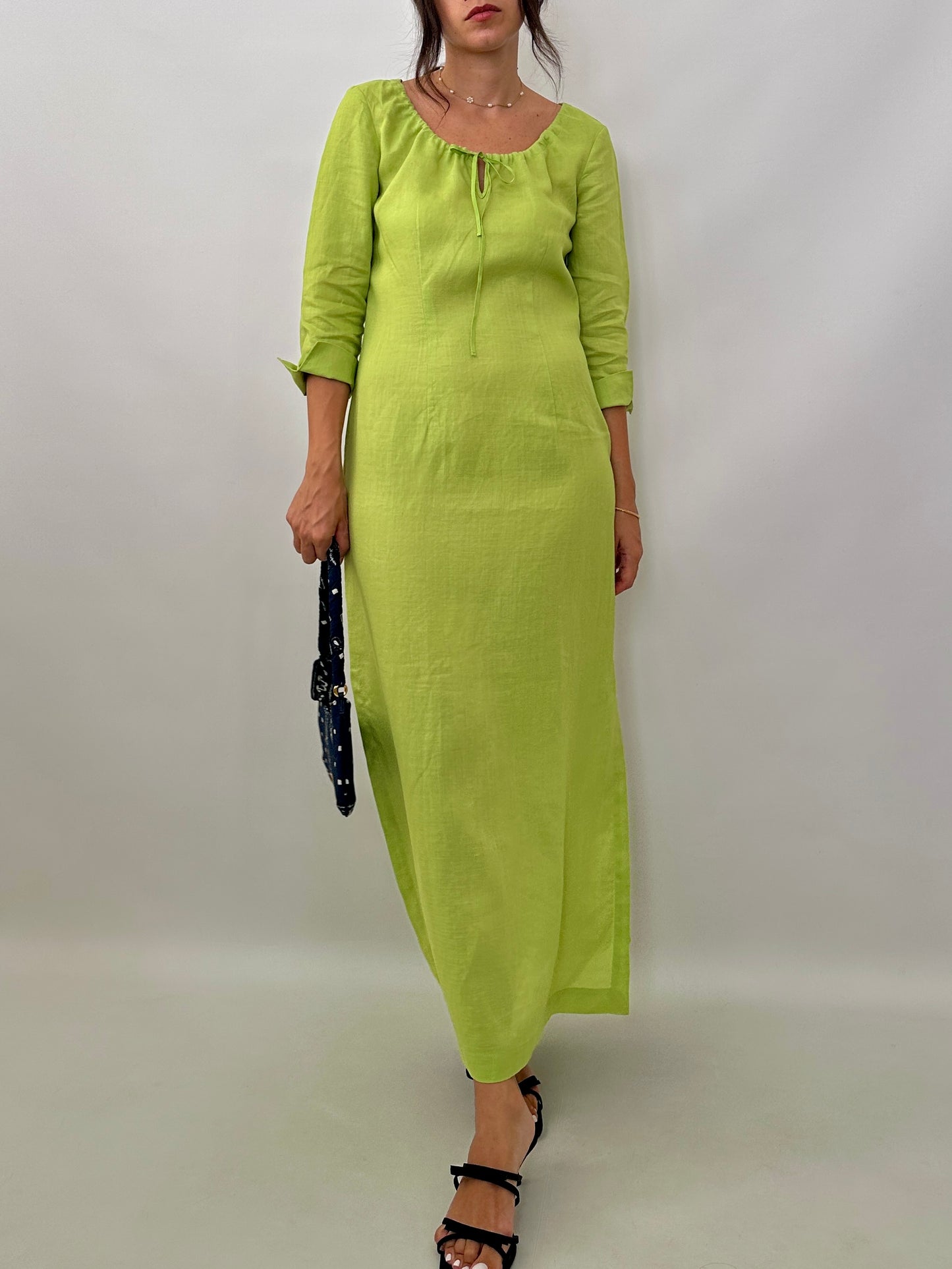 Lime green boho maxi dress