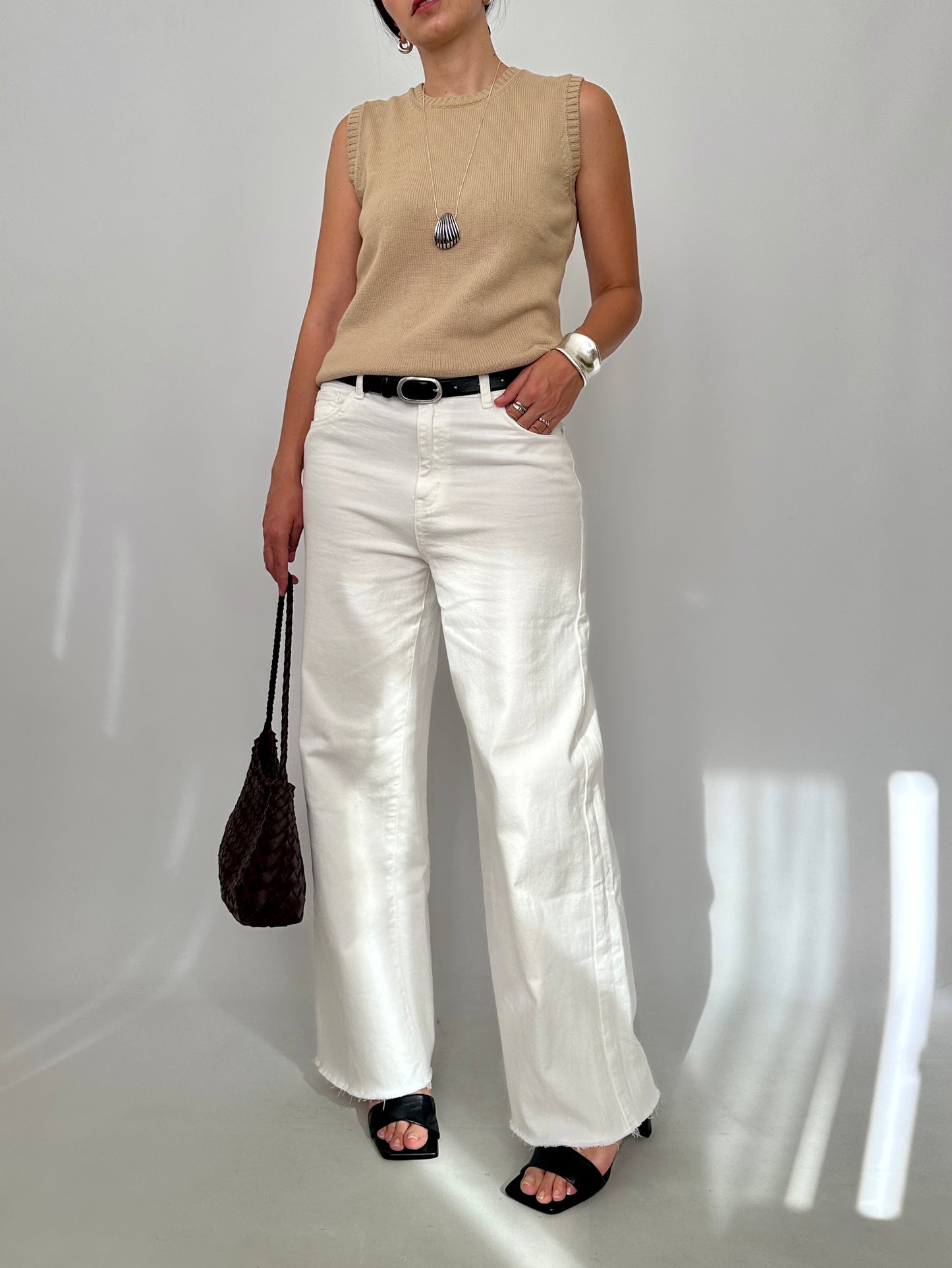 Pure Cotton Knit Sleveless Top