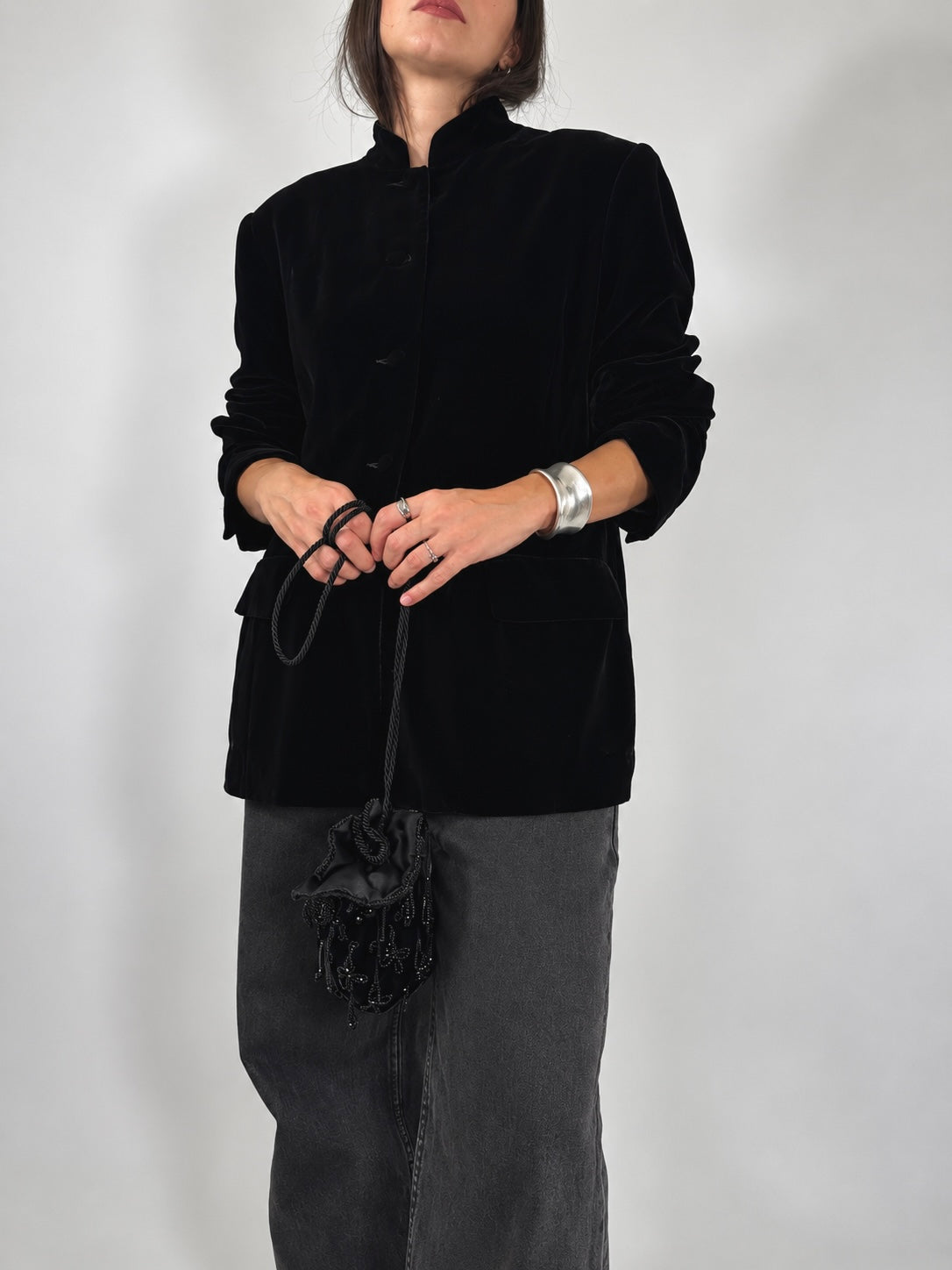 Vintage Velvet High Collar Jacket