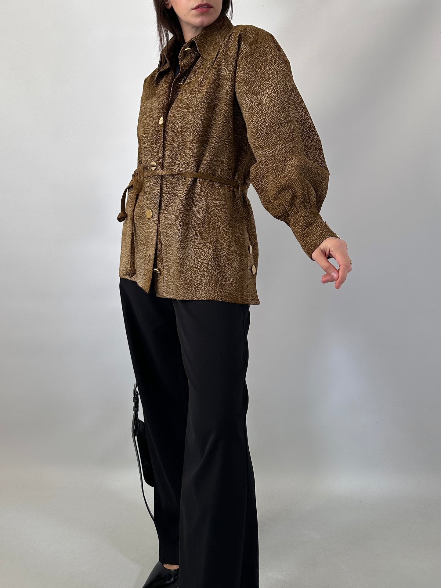 Shirt jacket in real suede