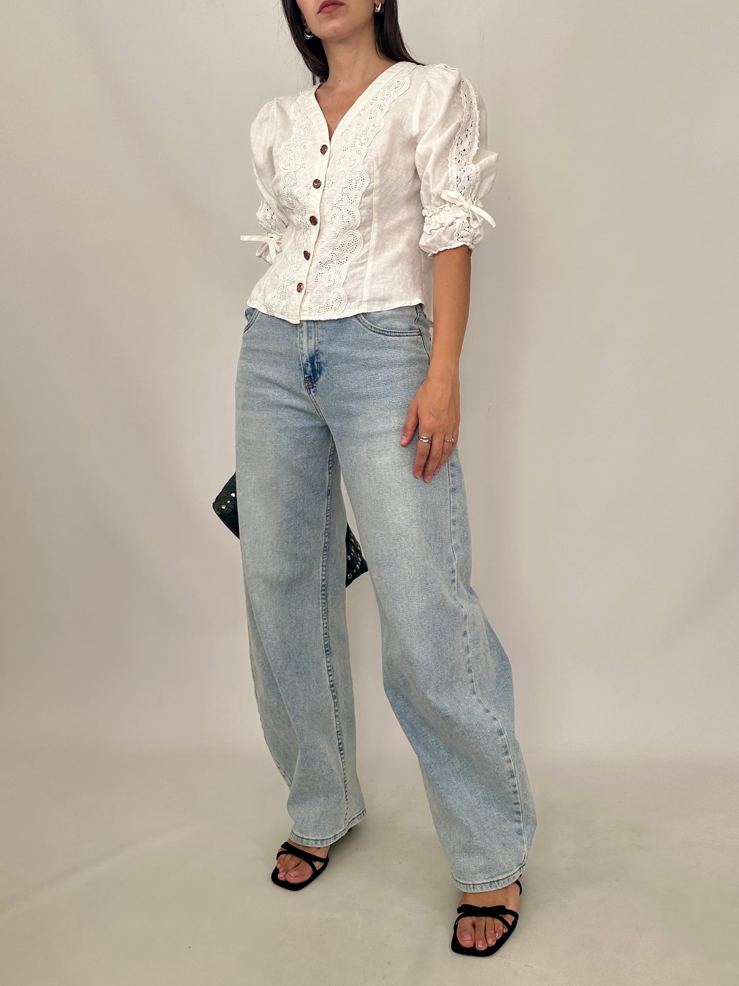Vintage Linen Broderie Blouse