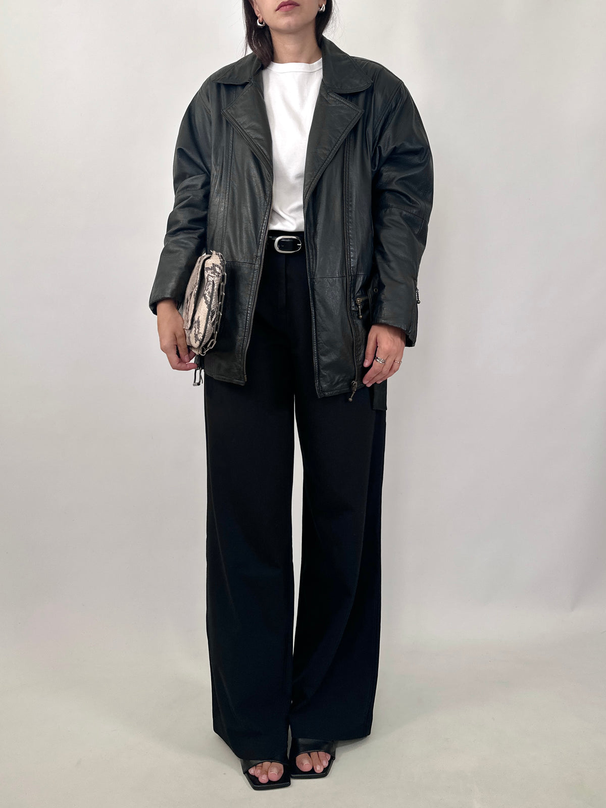 80s Belted Leather Jacket