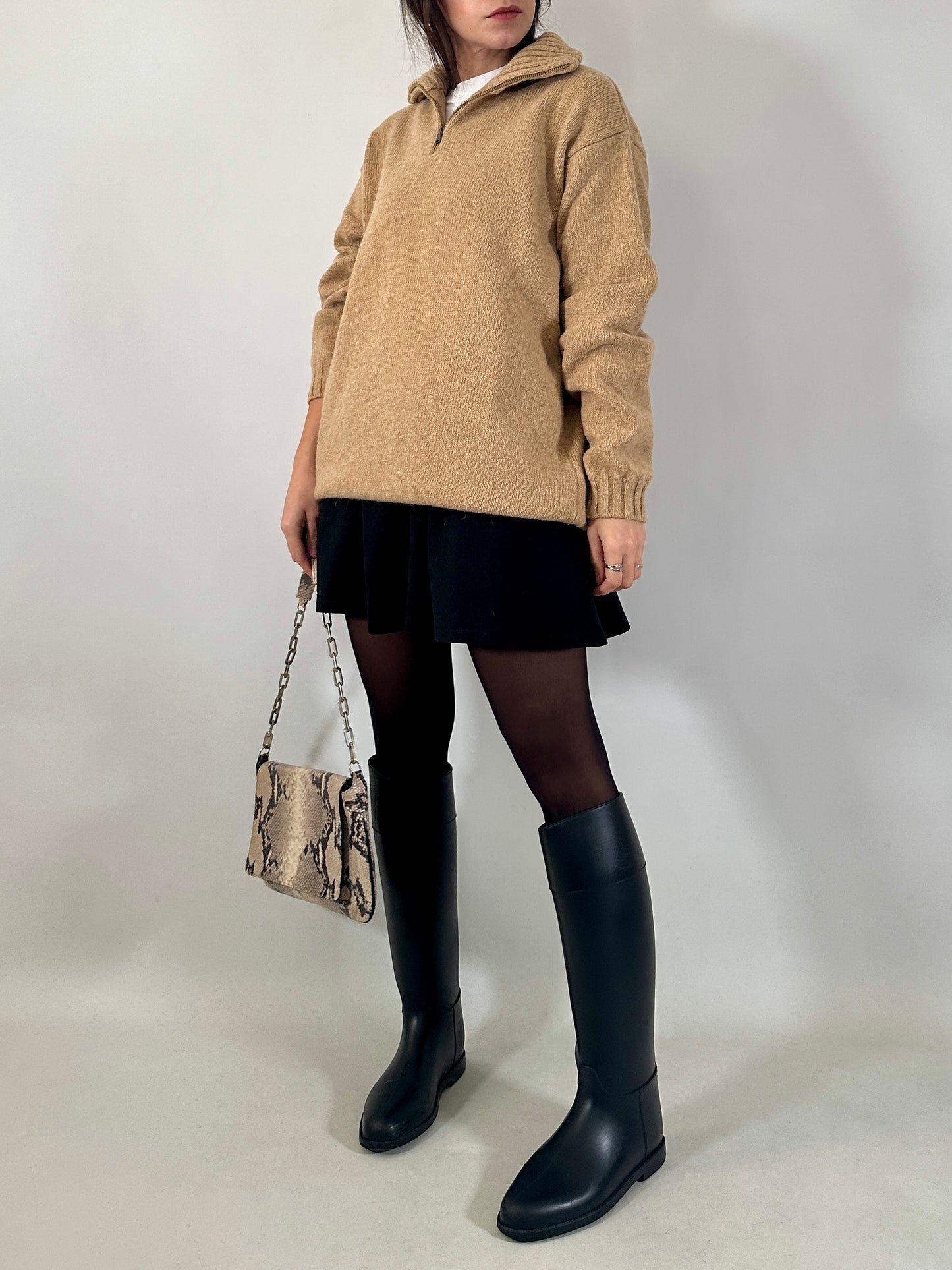 Wool-blend half zip sweater