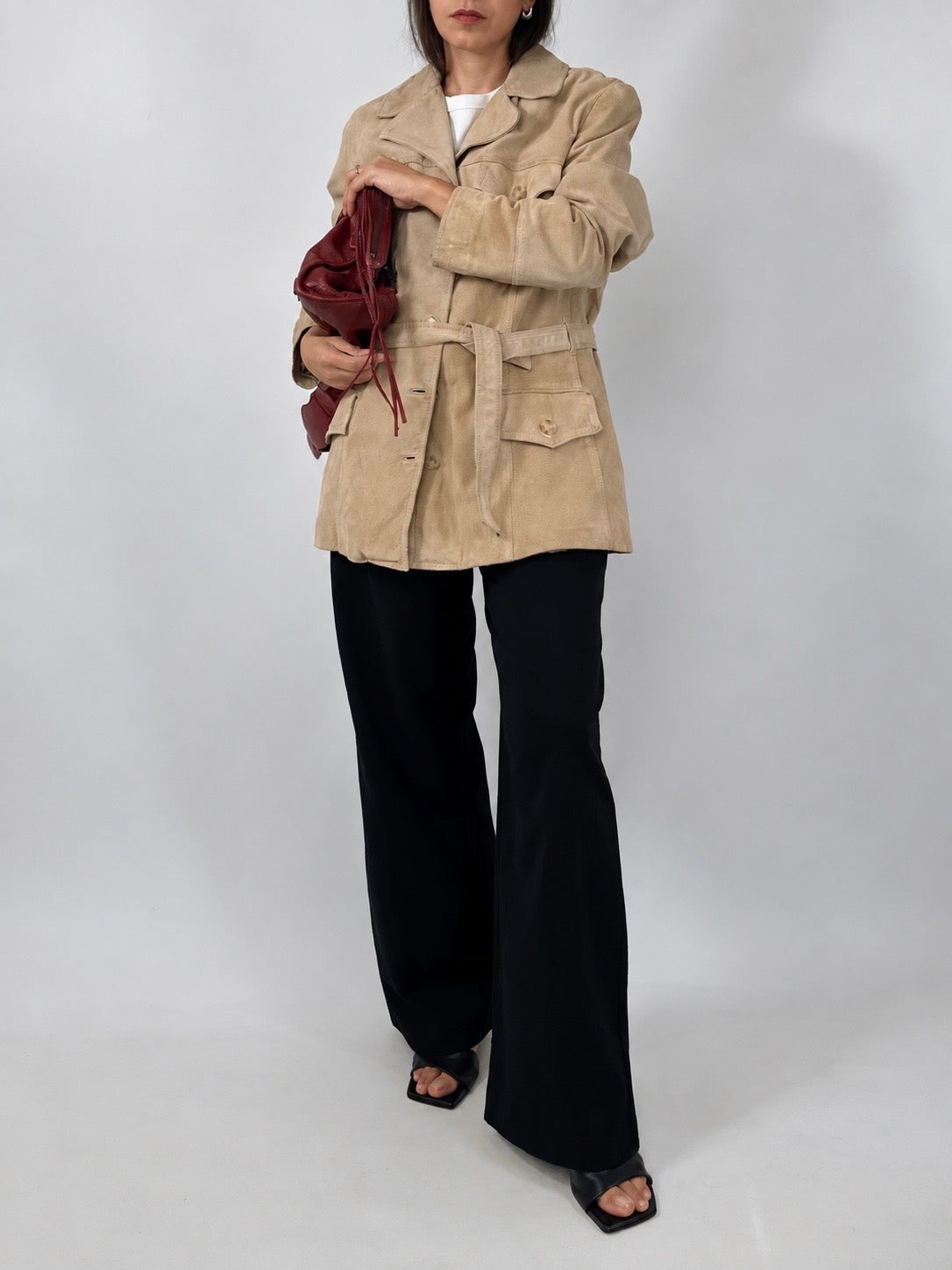 Beige Suede Safari Jacket