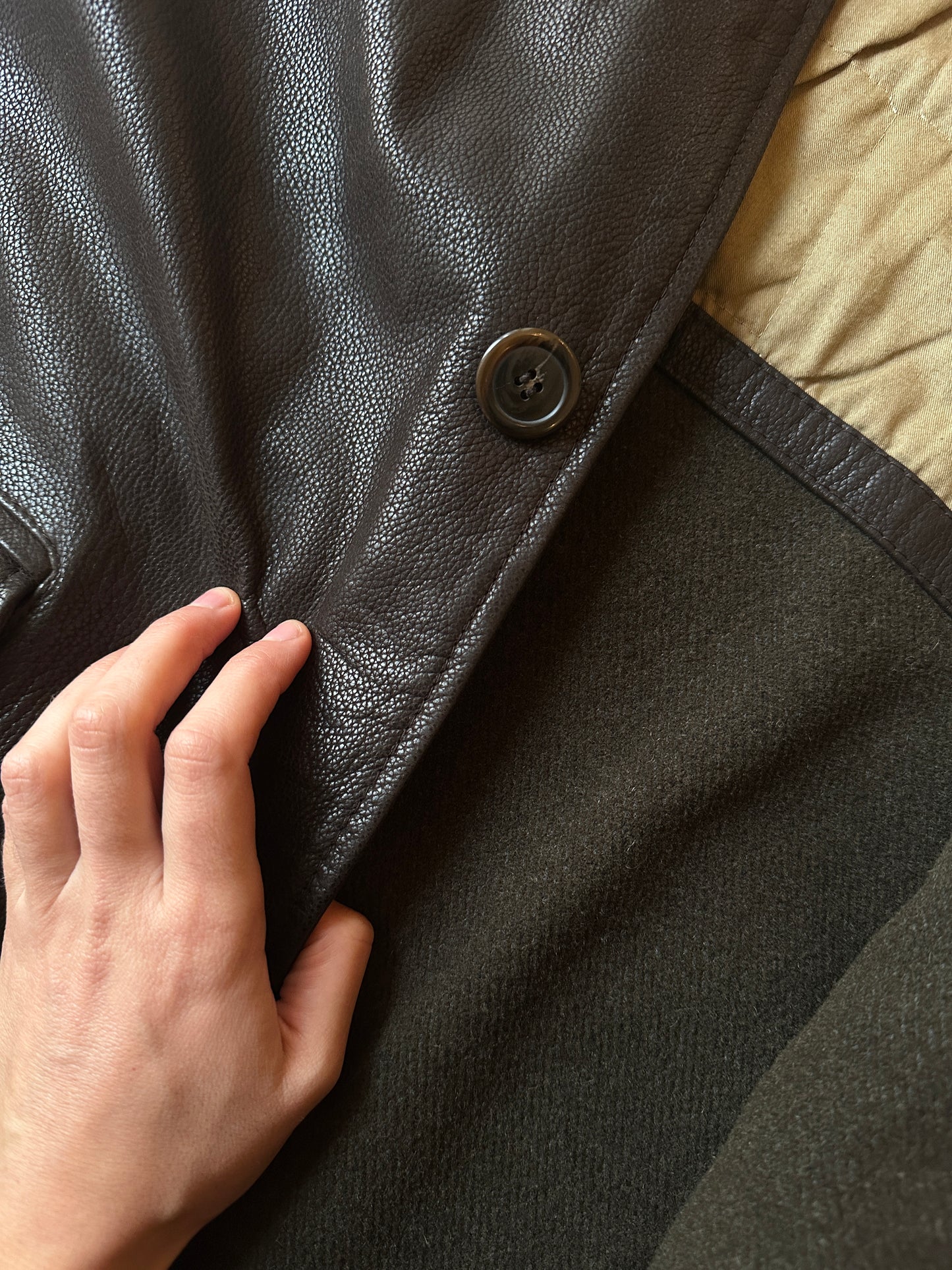 Soft leather coat with warm lining