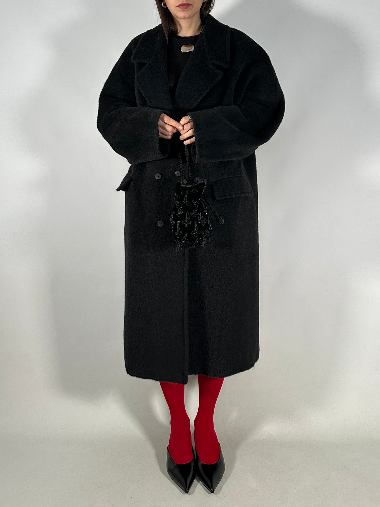 Vintage Black Alpaca Coat
