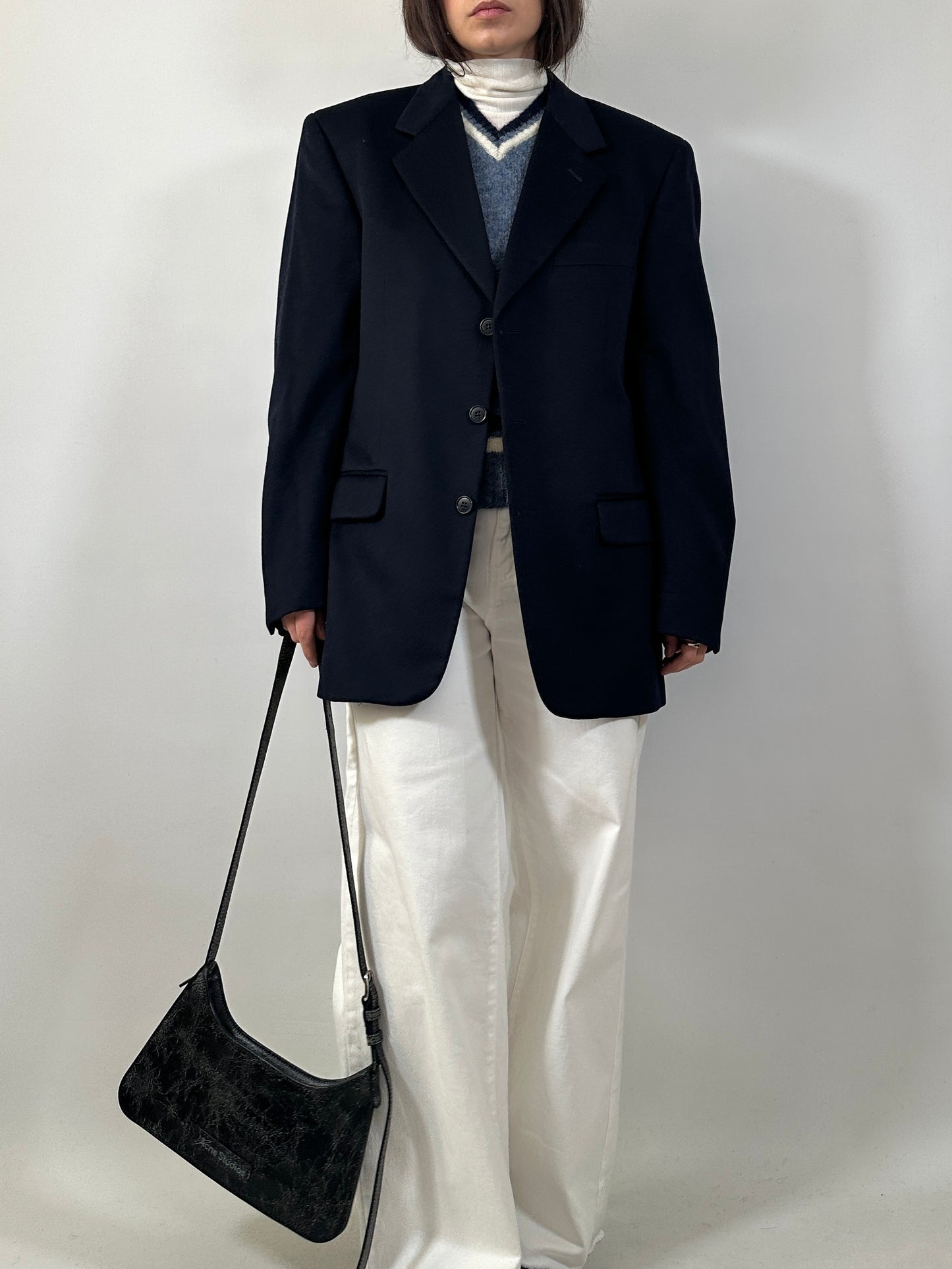 Vintage Navy Cashmere Blend Blazer