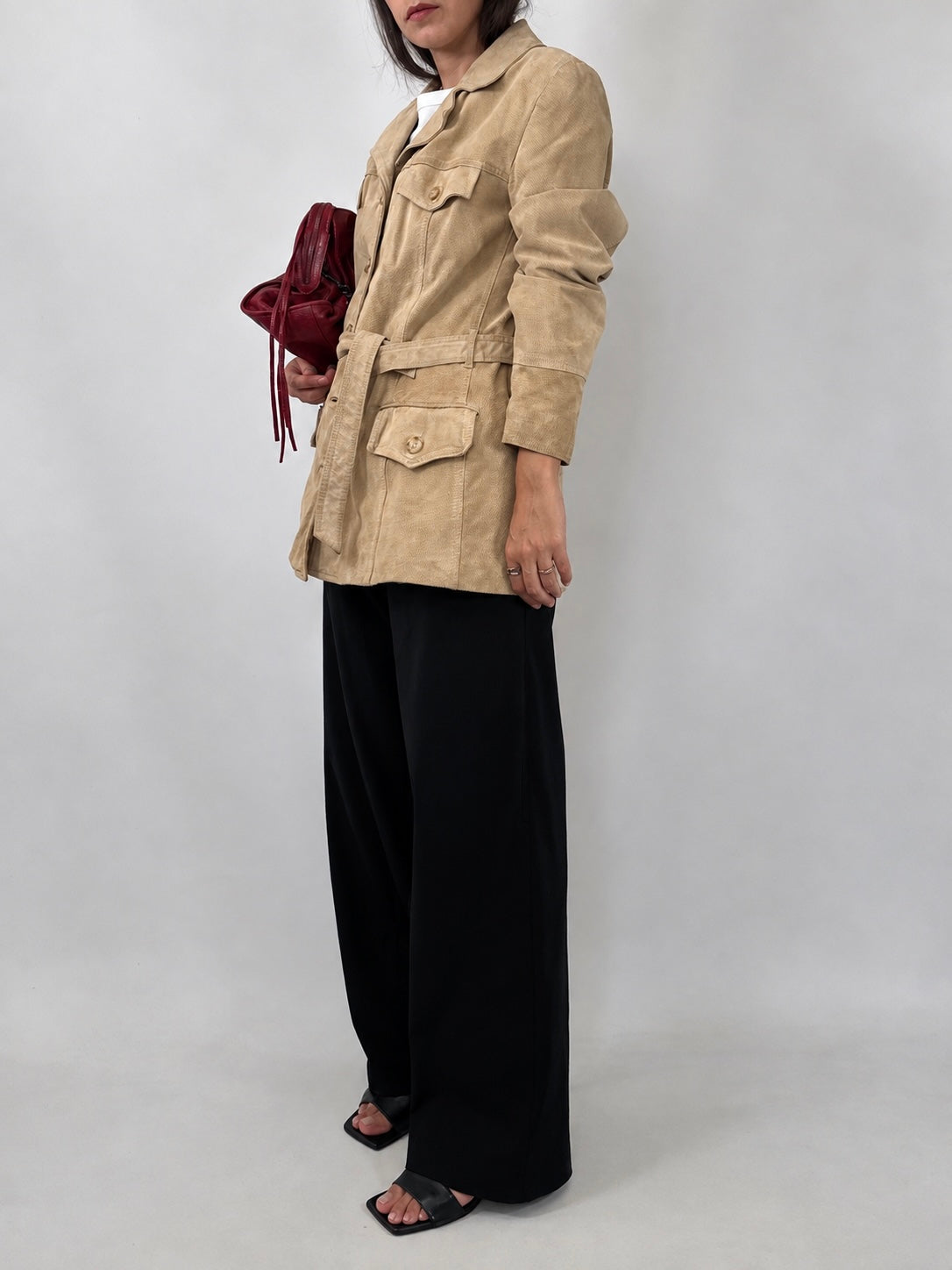 Beige Suede Safari Jacket