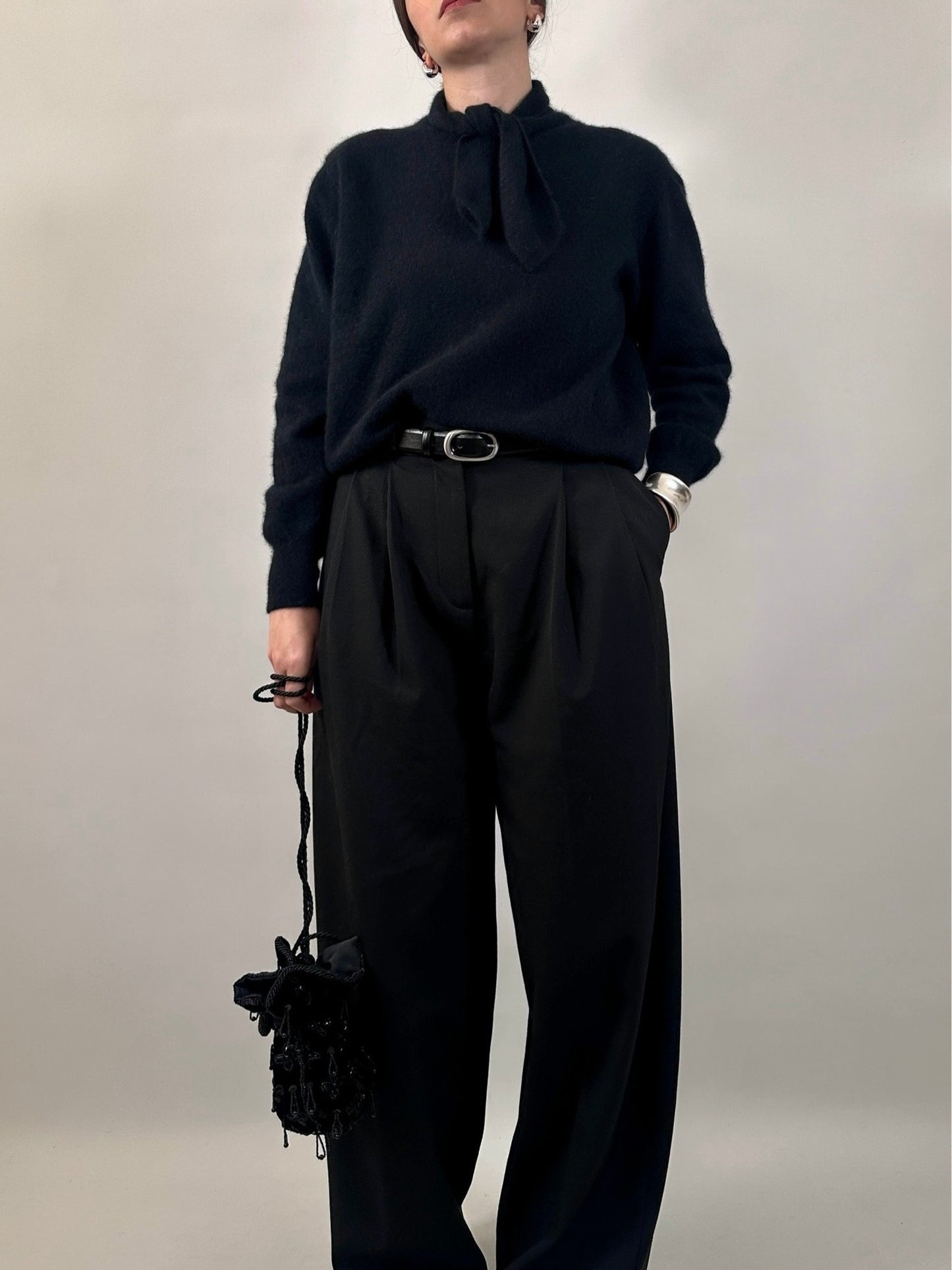 Soft Angora Bow Neck Sweater