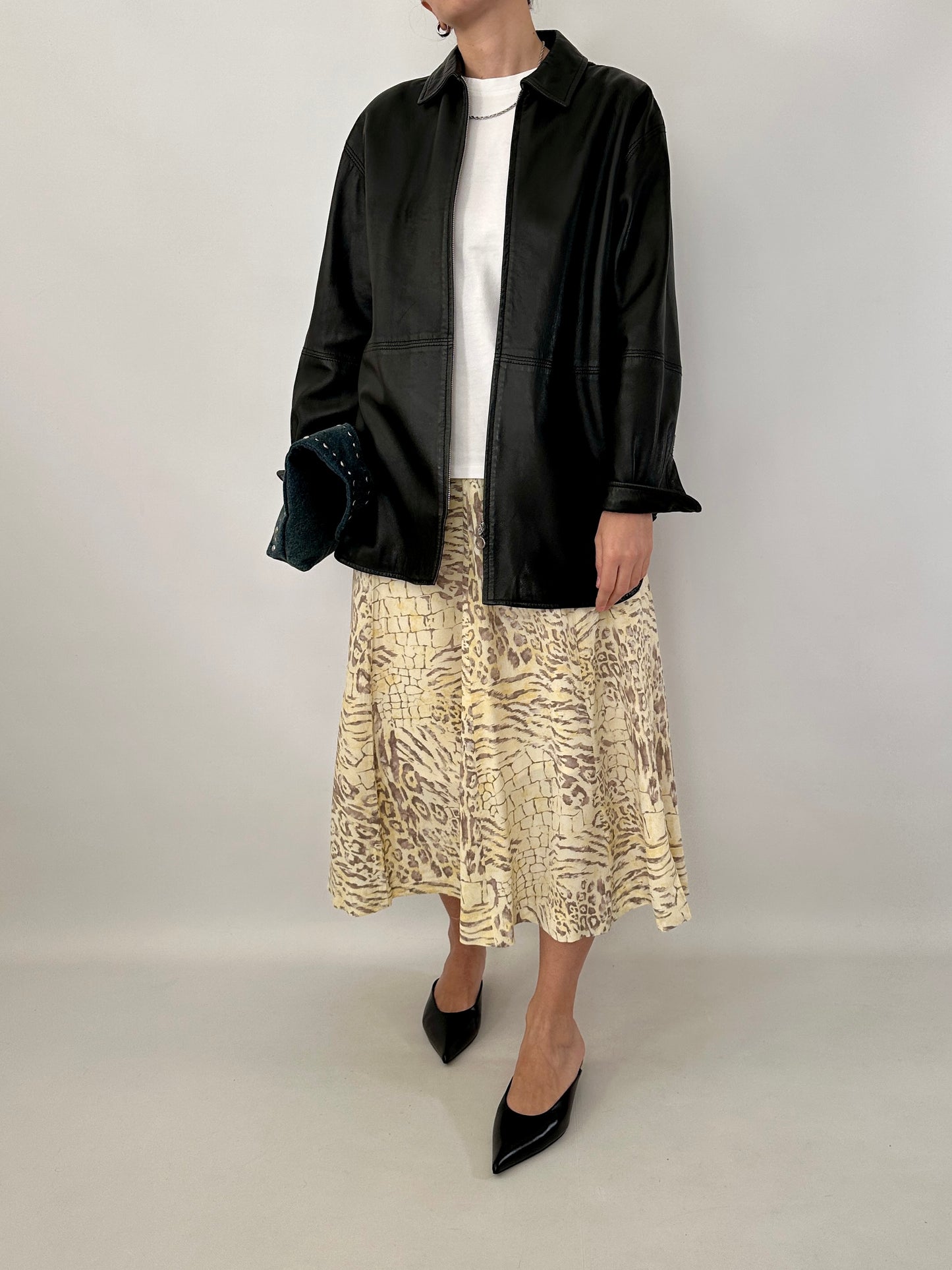 Marella soft leather zipped jacket