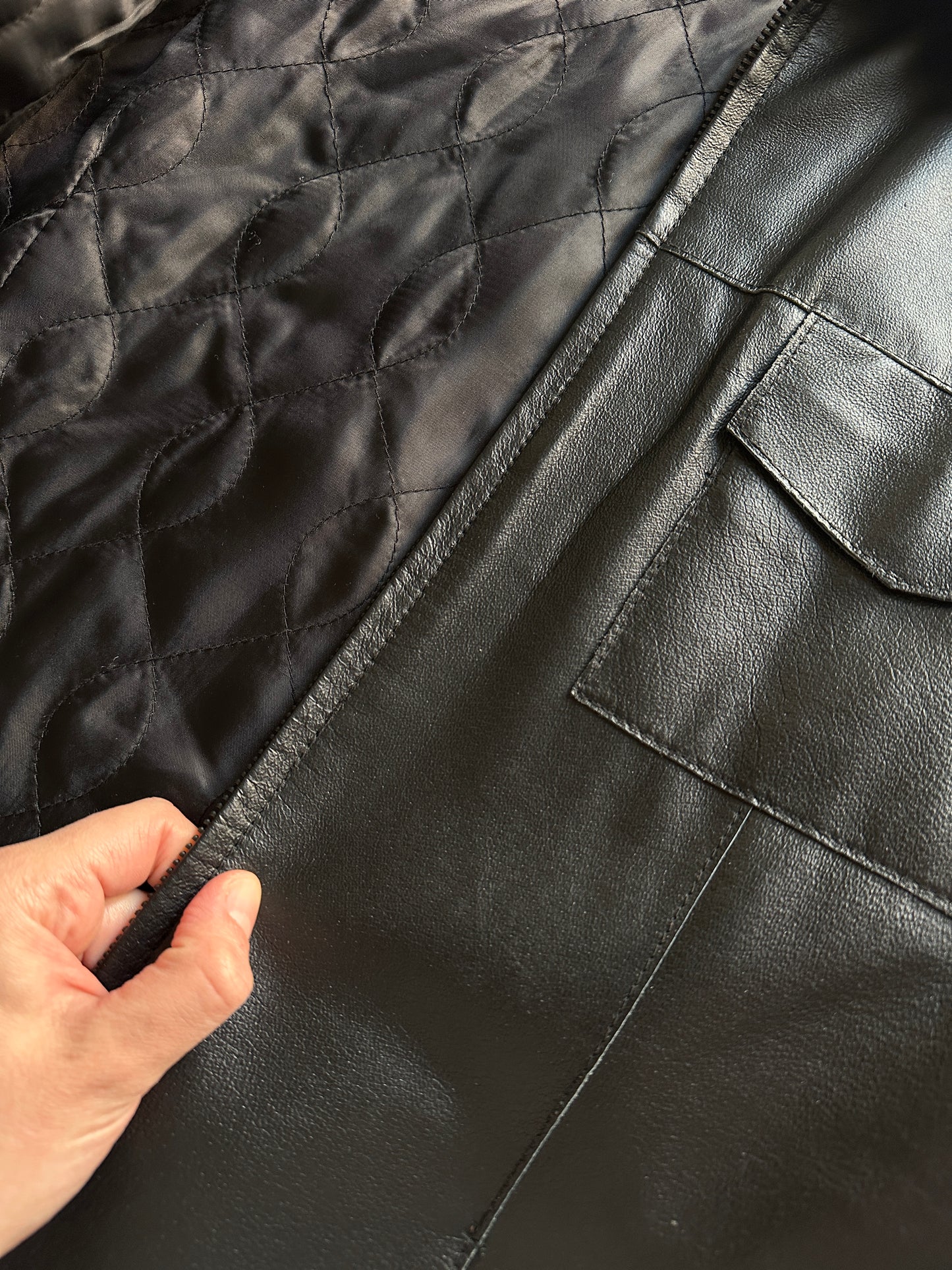 Vintage Leather Belted Jacket