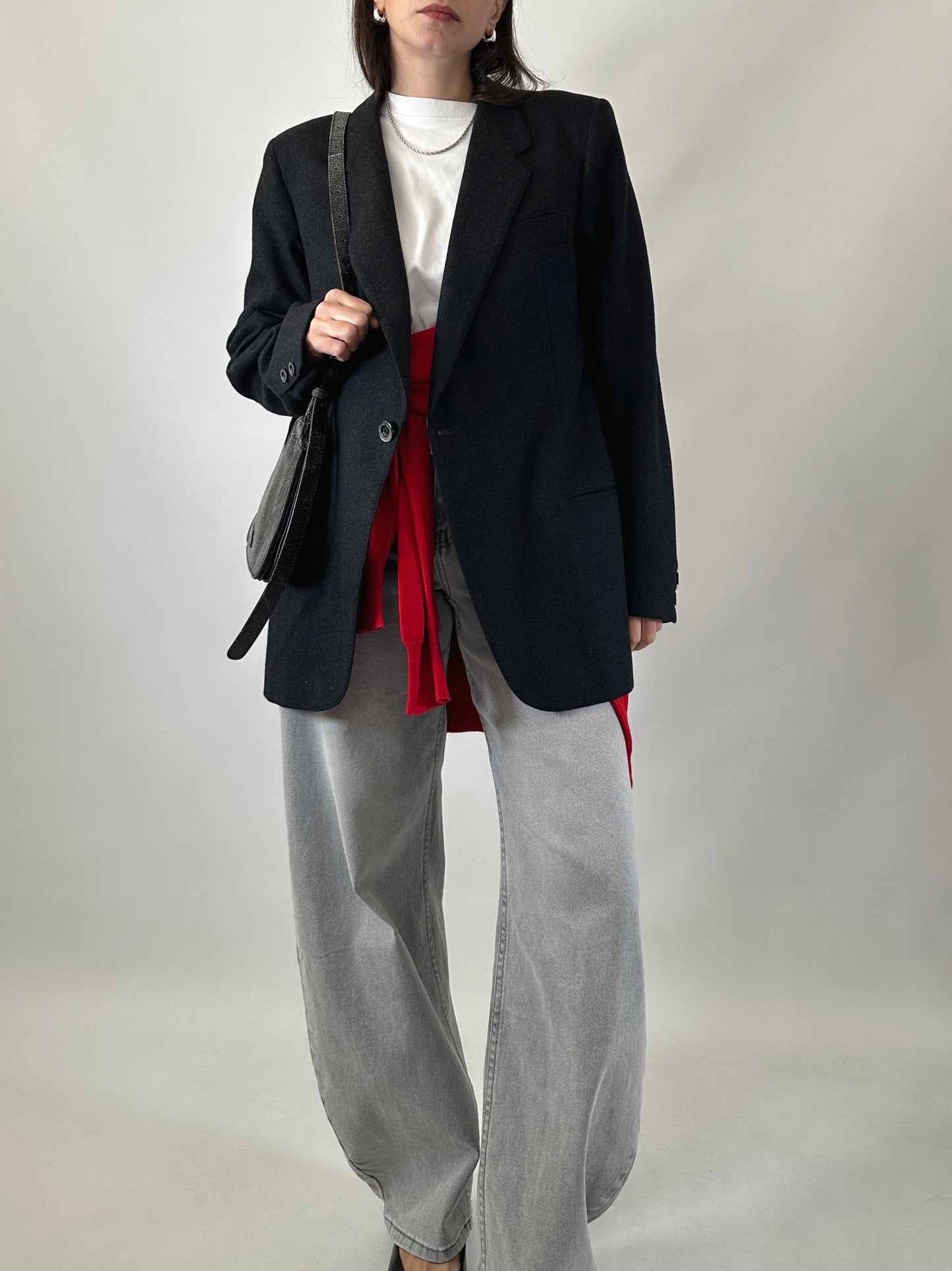 Vintage wool one-button blazer