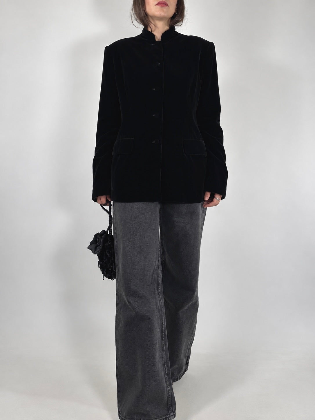 Vintage Velvet High Collar Jacket