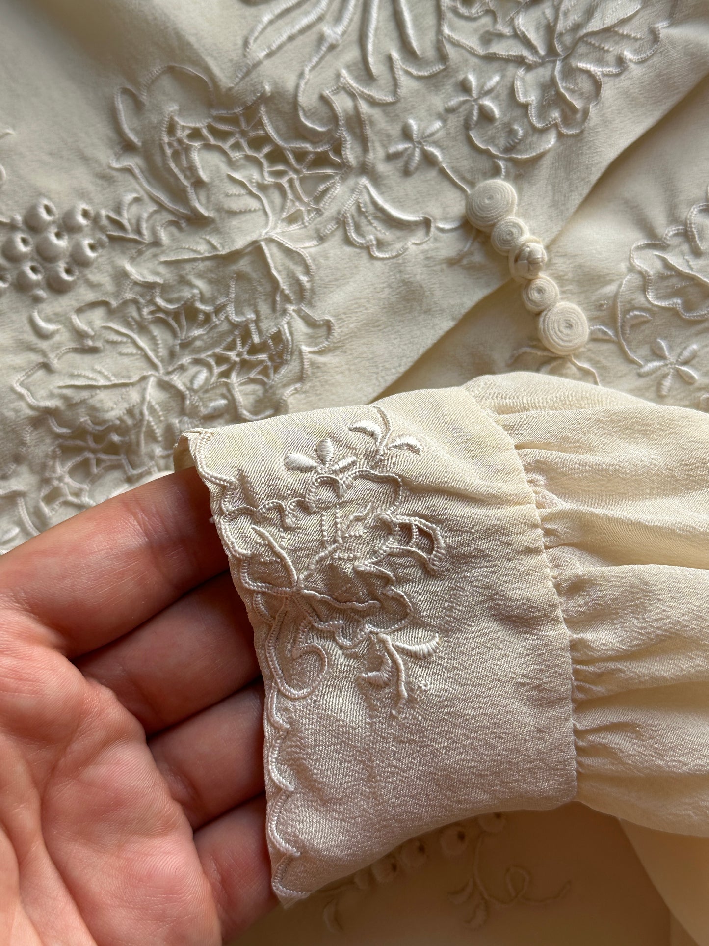 Hand-Embroidered Vintage Silk Blouse