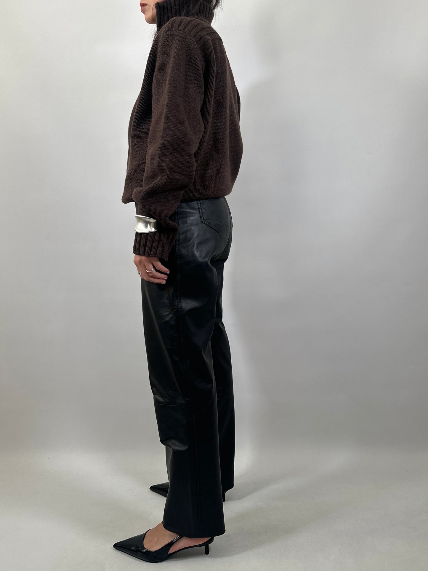 Vintage Leather Five-Pocket Trousers