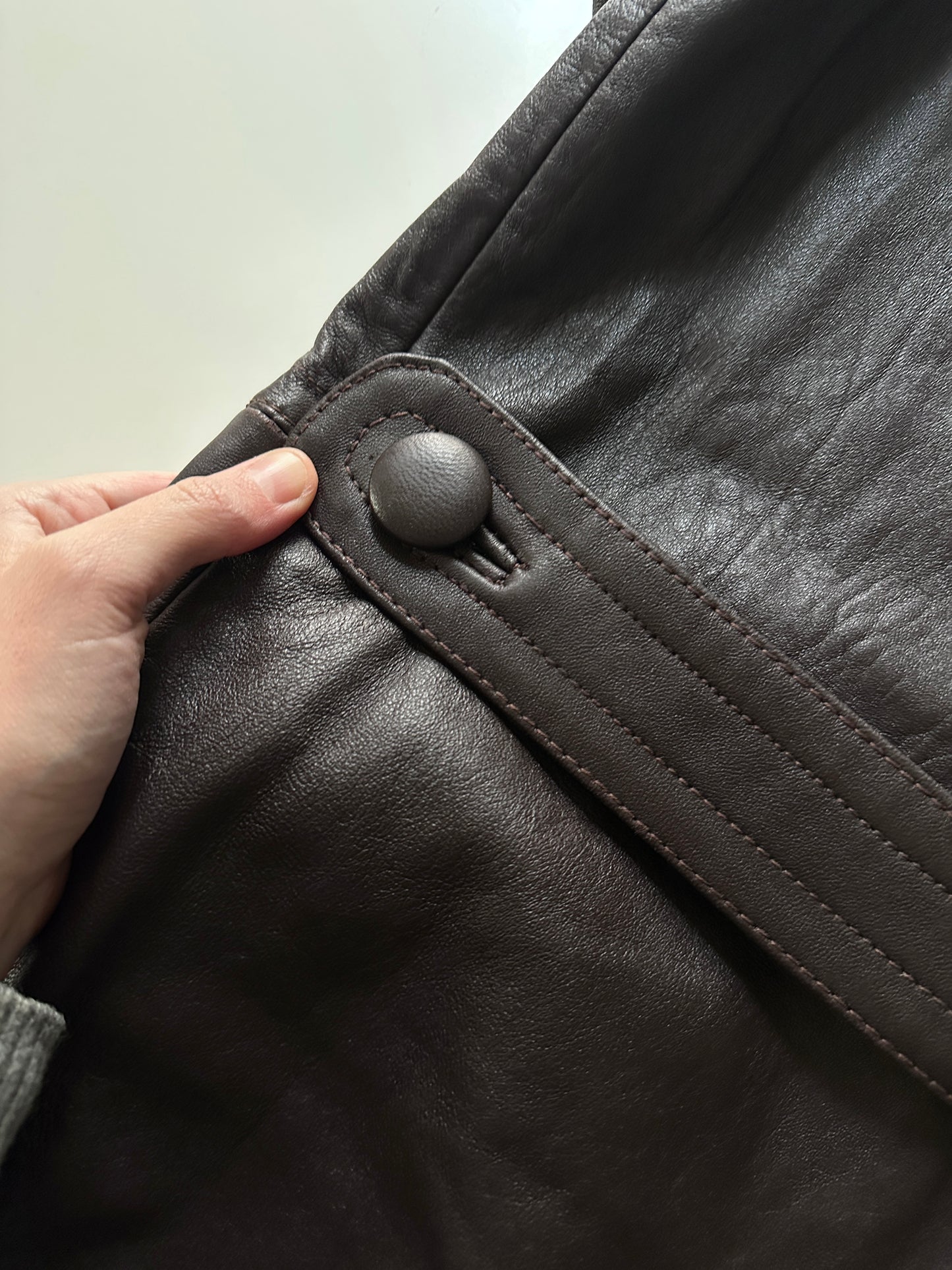 90s Brown Leather Long Jacket