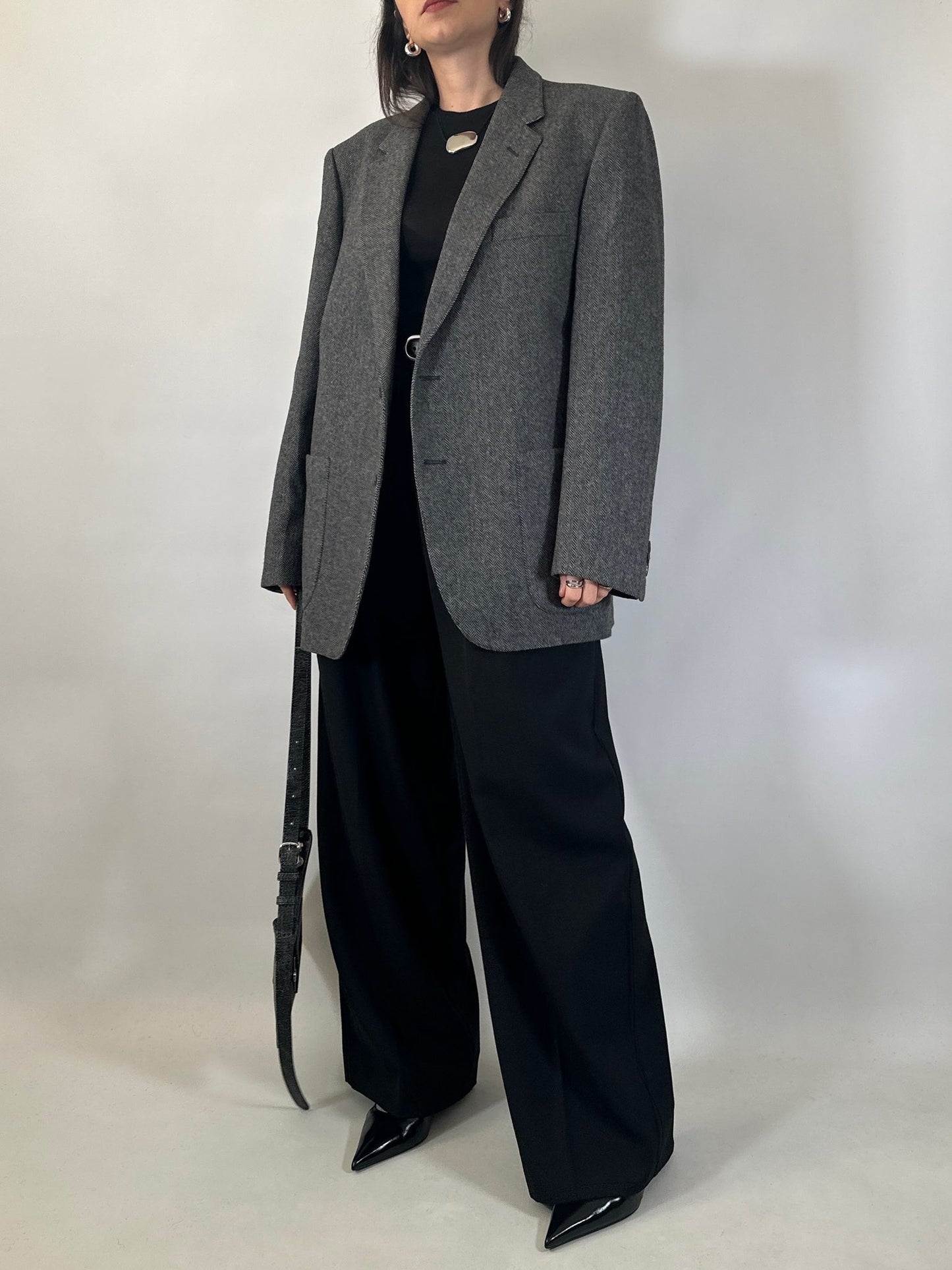 Vintage Herringbone Cashmere Blend Blazer