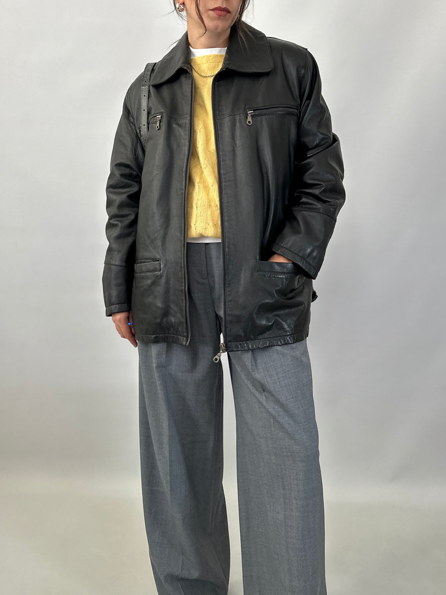 Soft leather zipped jacket