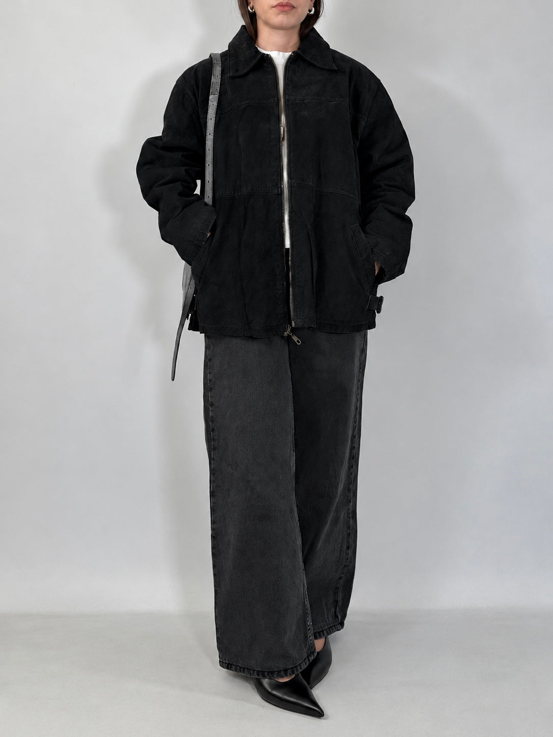 Black Suede Zip-up Jacket