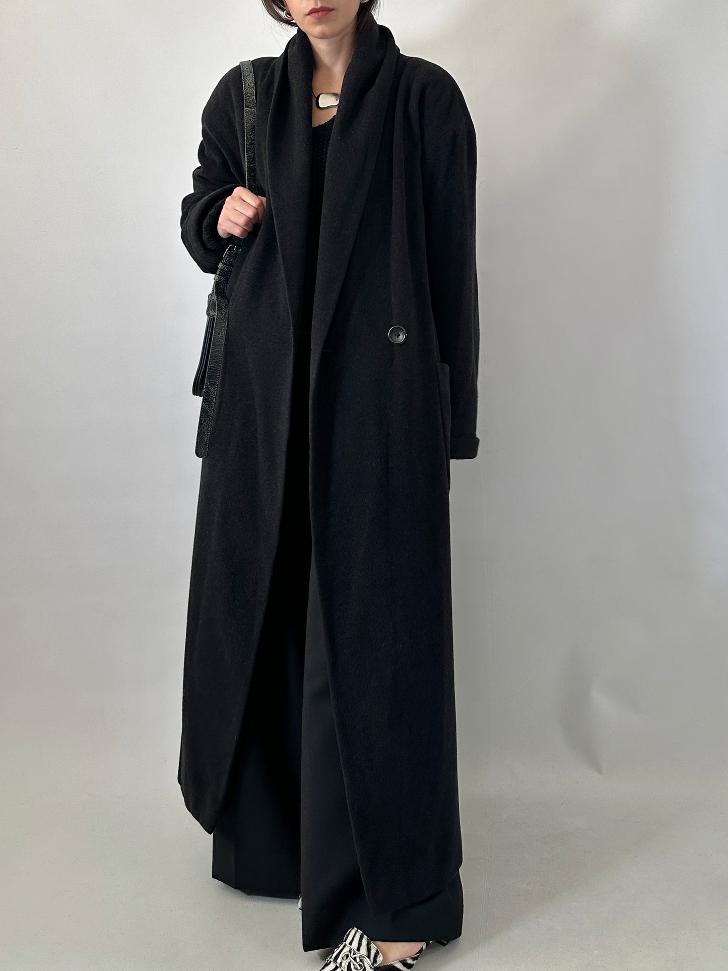 Vintage wool and cashmere coat with shawl collar