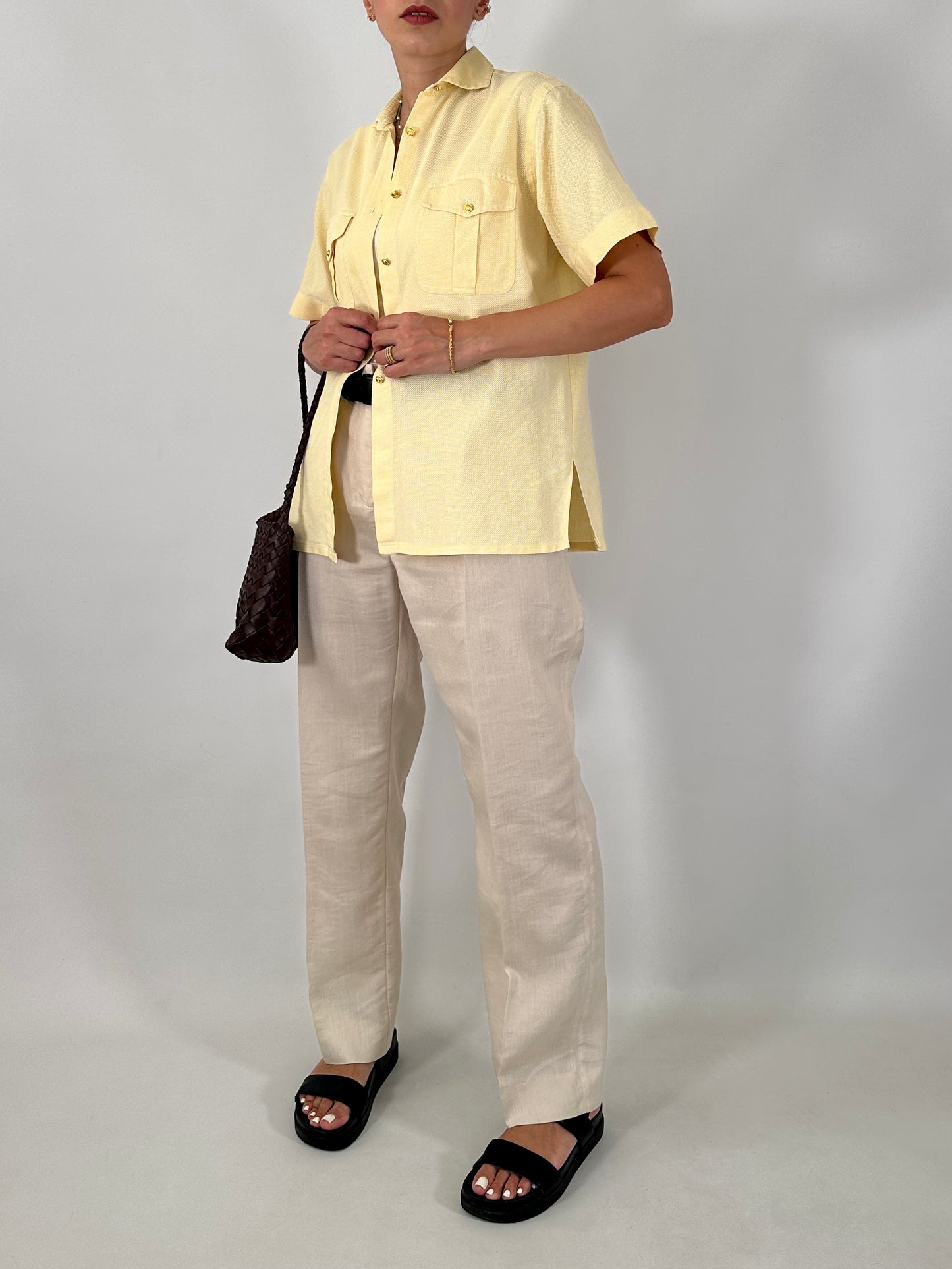 Max&co tailored linen-blend pants