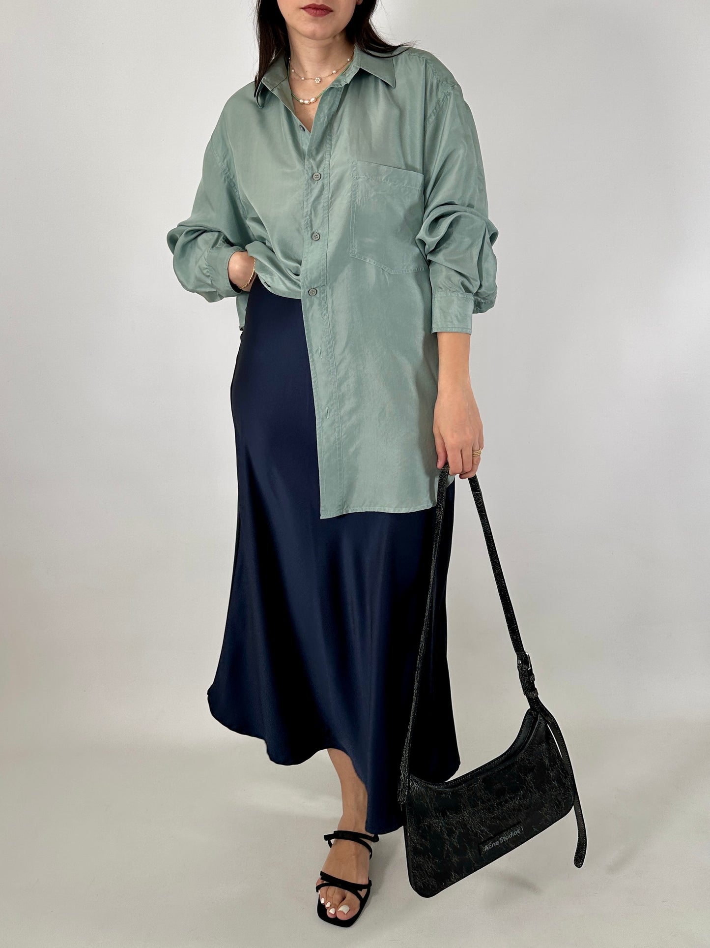 Pure silk aquamarine shirt