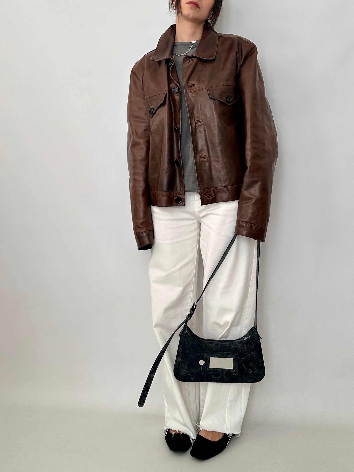 Leather and denim vintage jacket