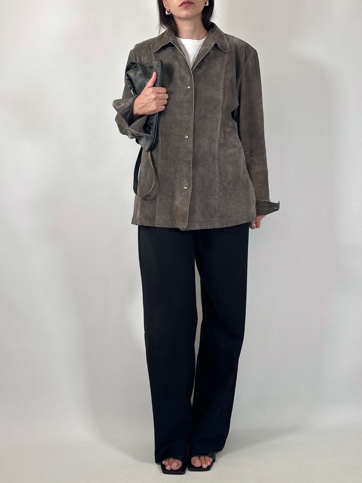 Vintage Grey Suede Leather Jacket