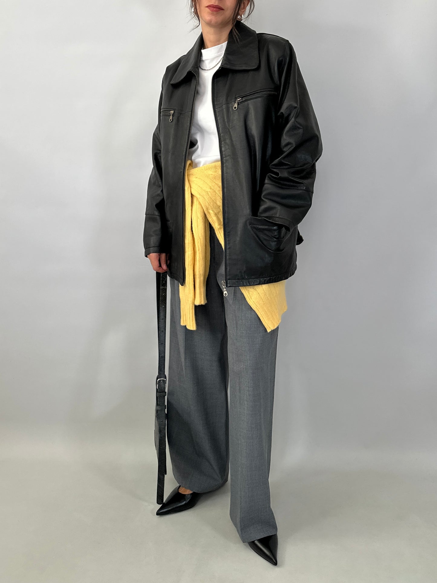 Soft leather zipped jacket