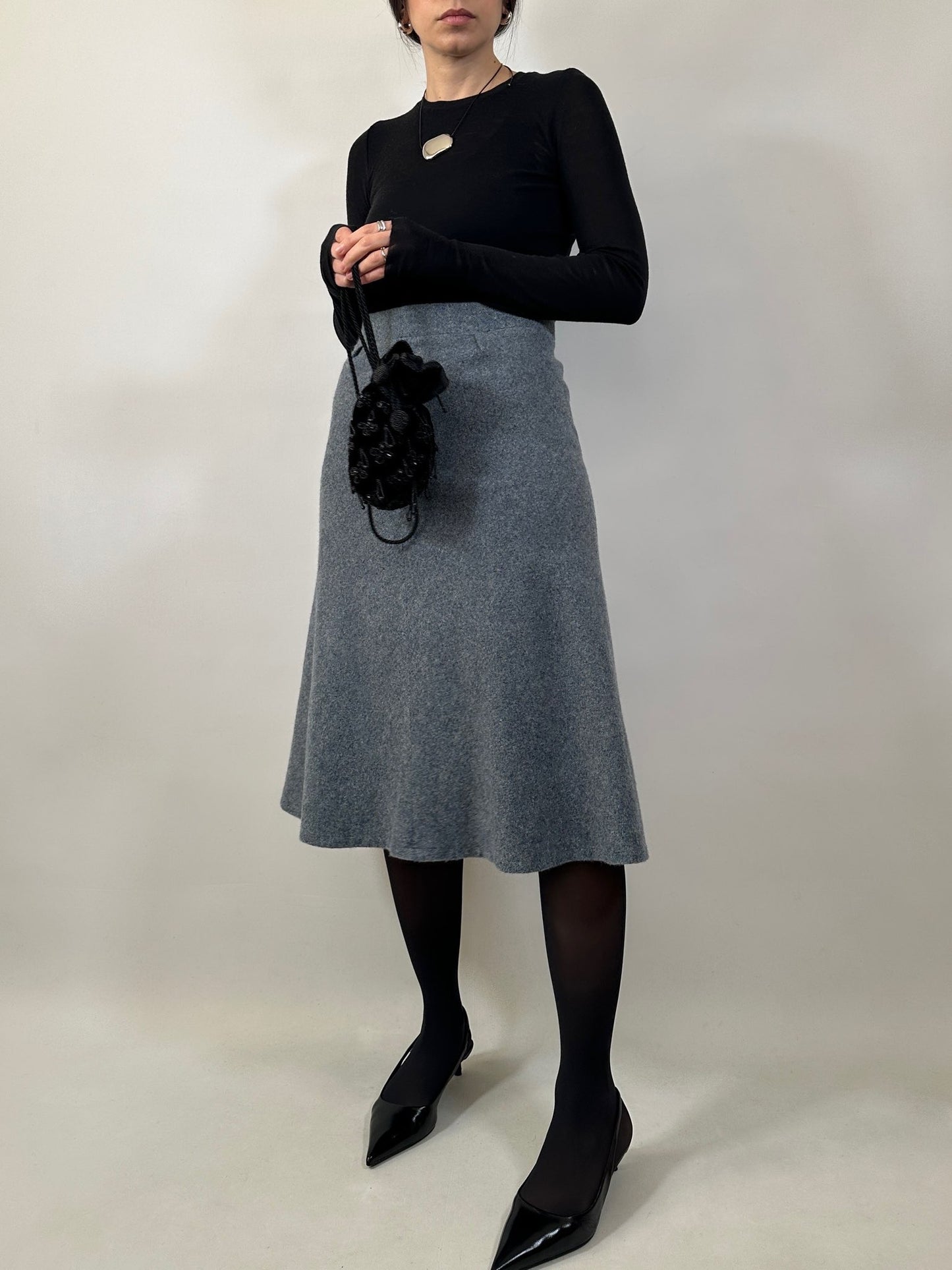 Vintage Light Blue Tweed Skirt
