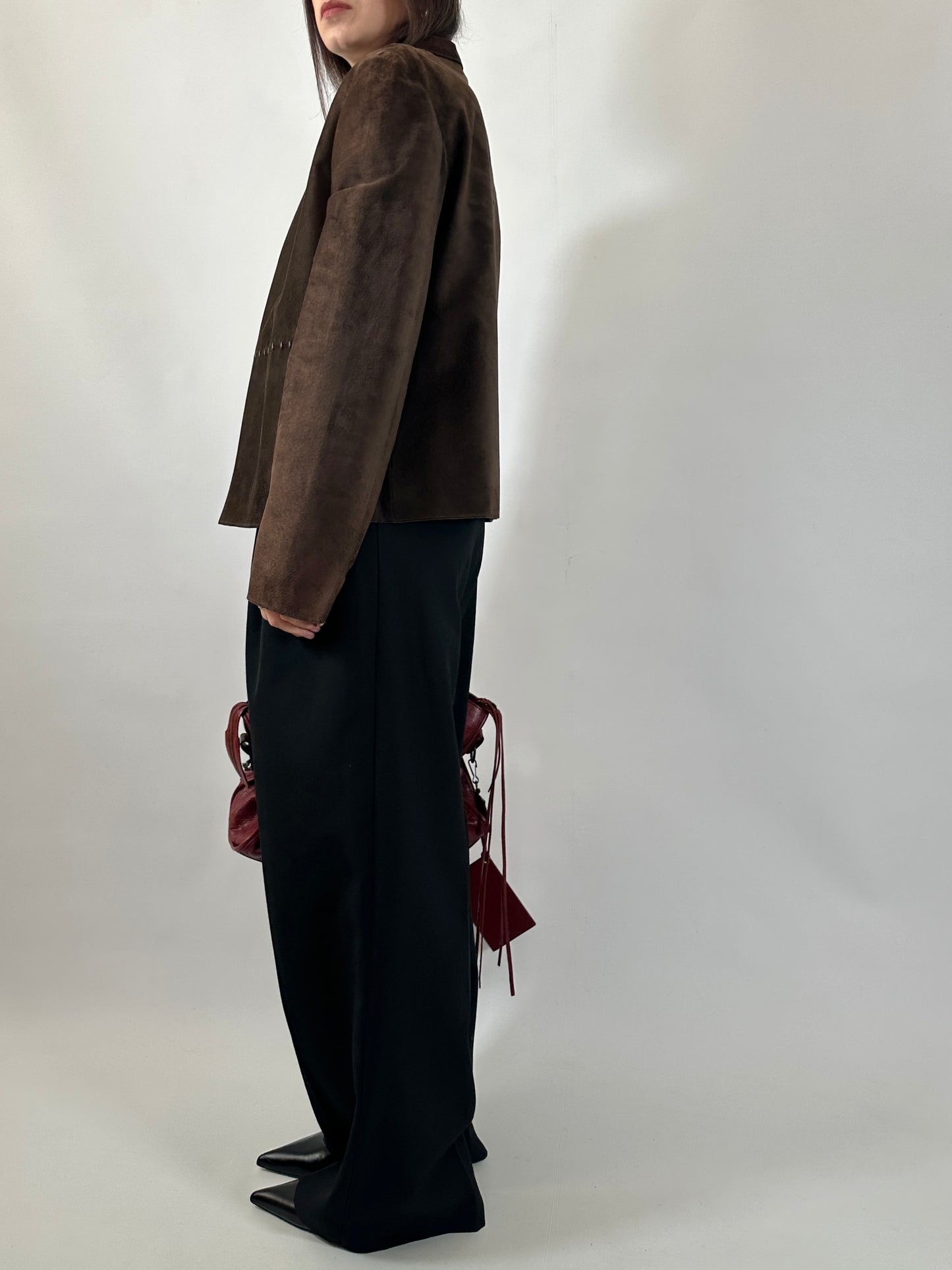 Brown Suede Boxy Fit Jacket