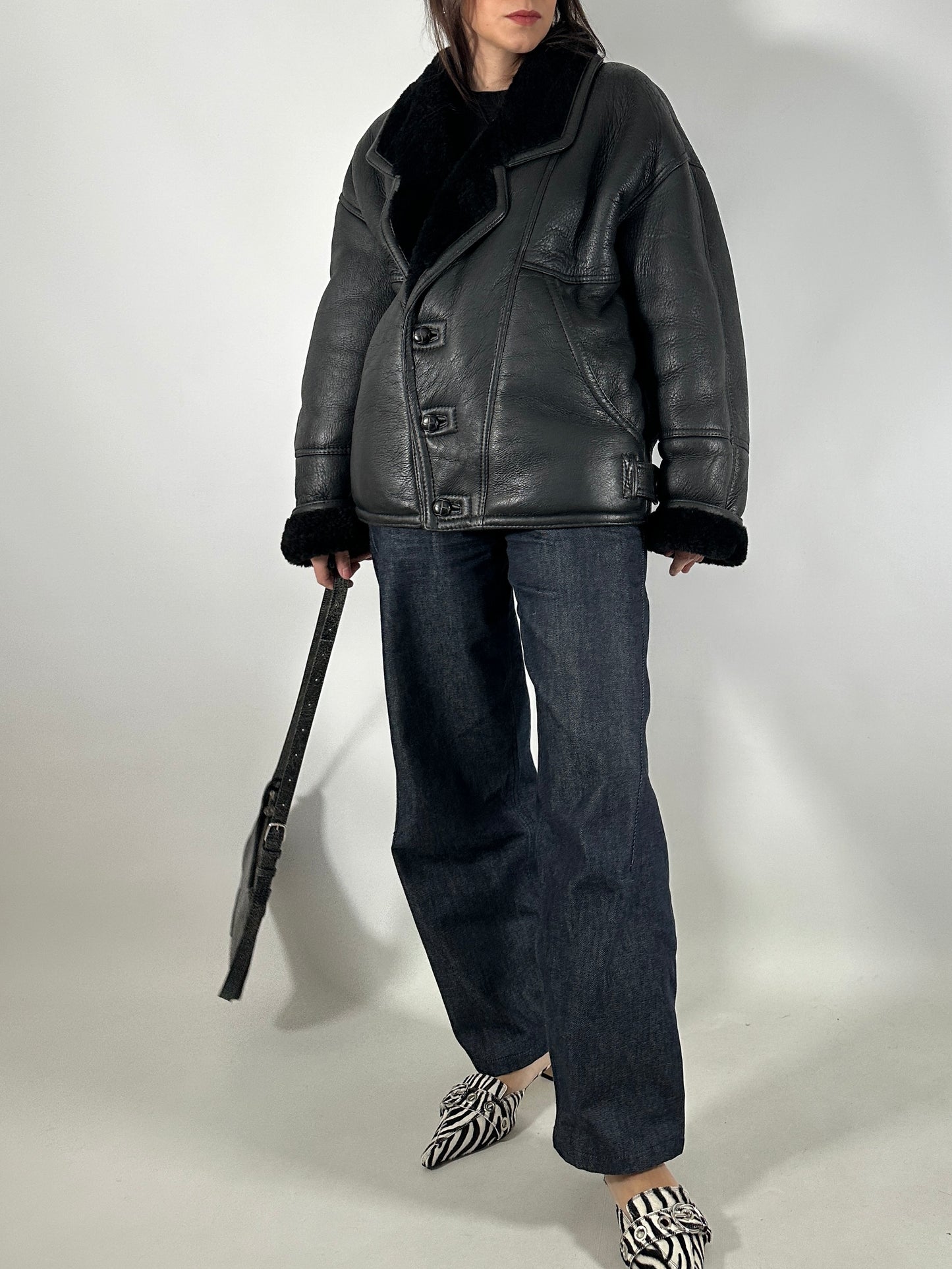 Vintage Black Shearling Jacket