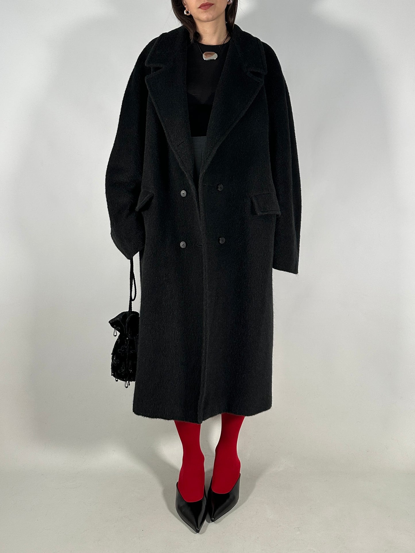Vintage Black Alpaca Coat