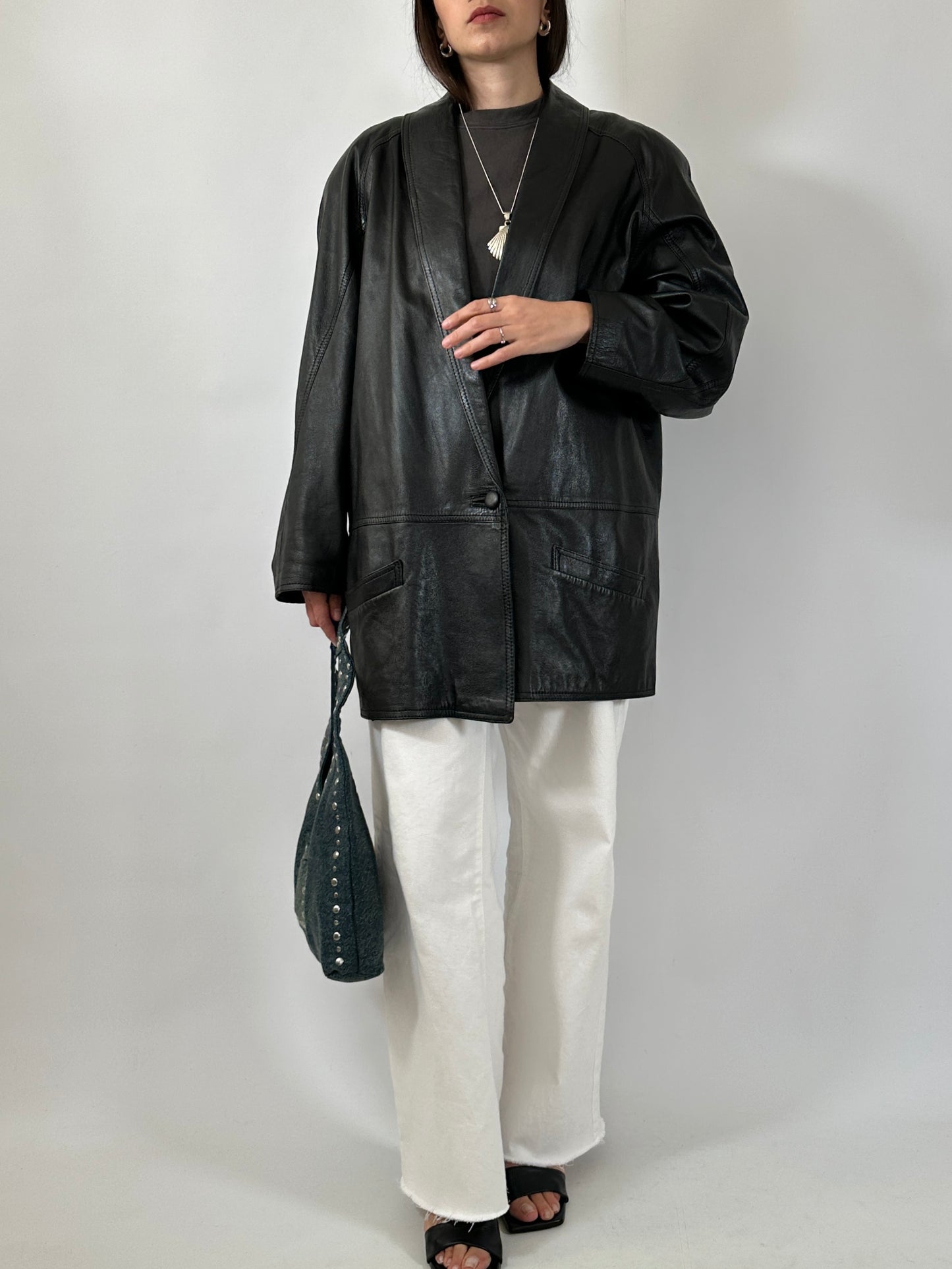 Vintage Shawl Collar Soft Leather Blazer