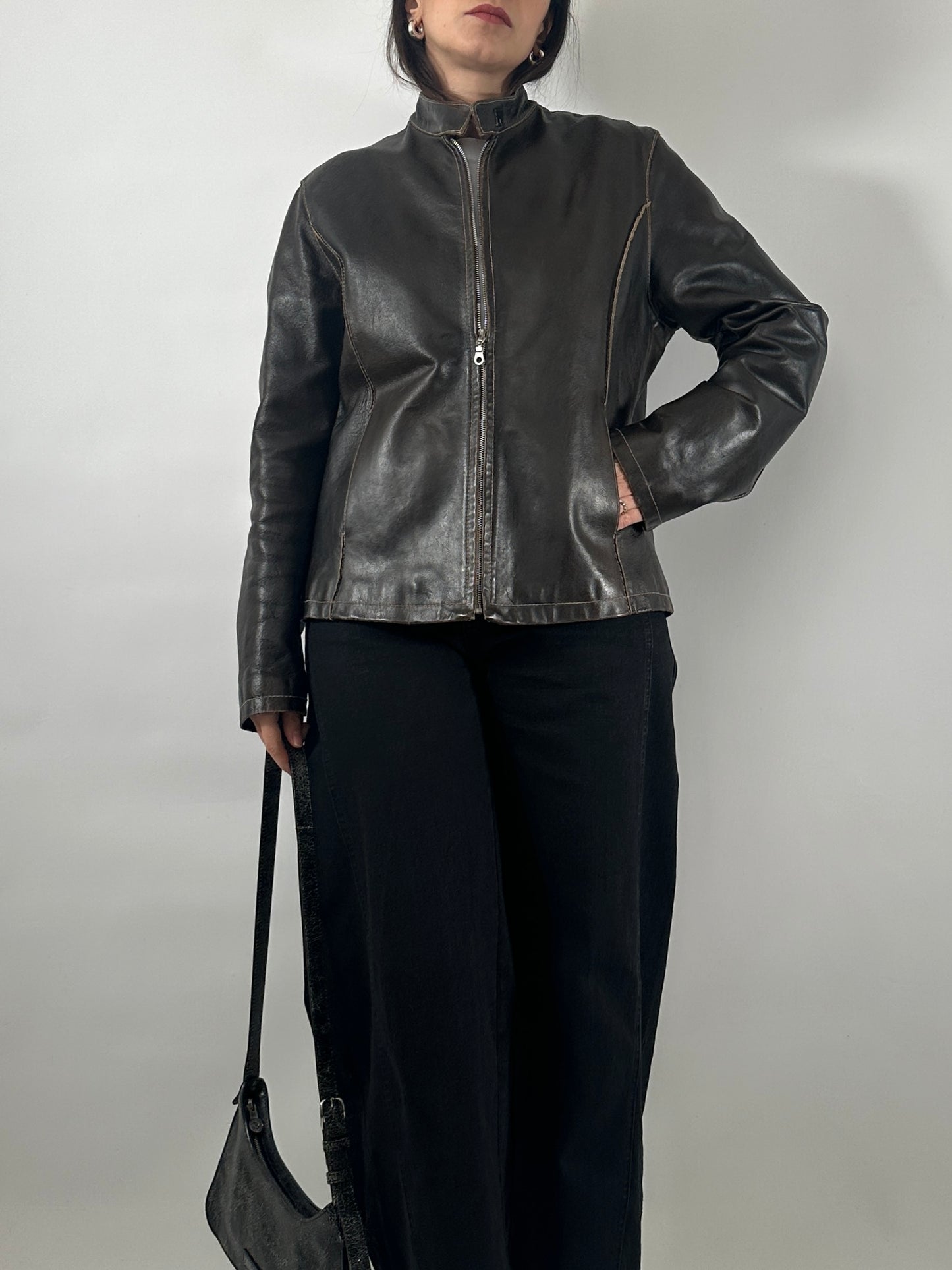Vintage Leather Café Racer Jacket