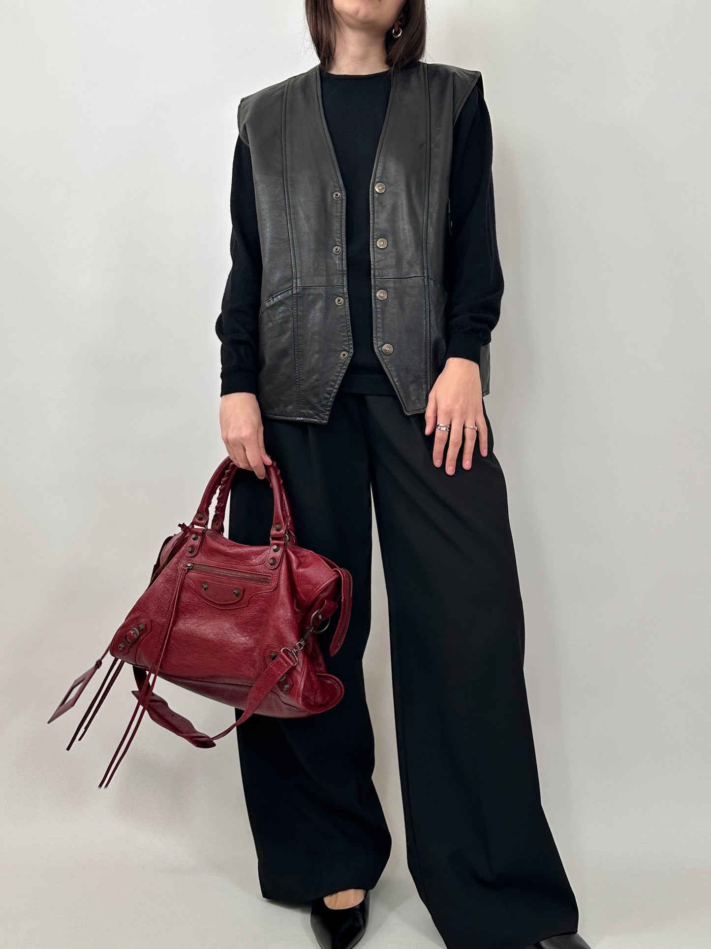 Vintage Leather Button-Up Vest