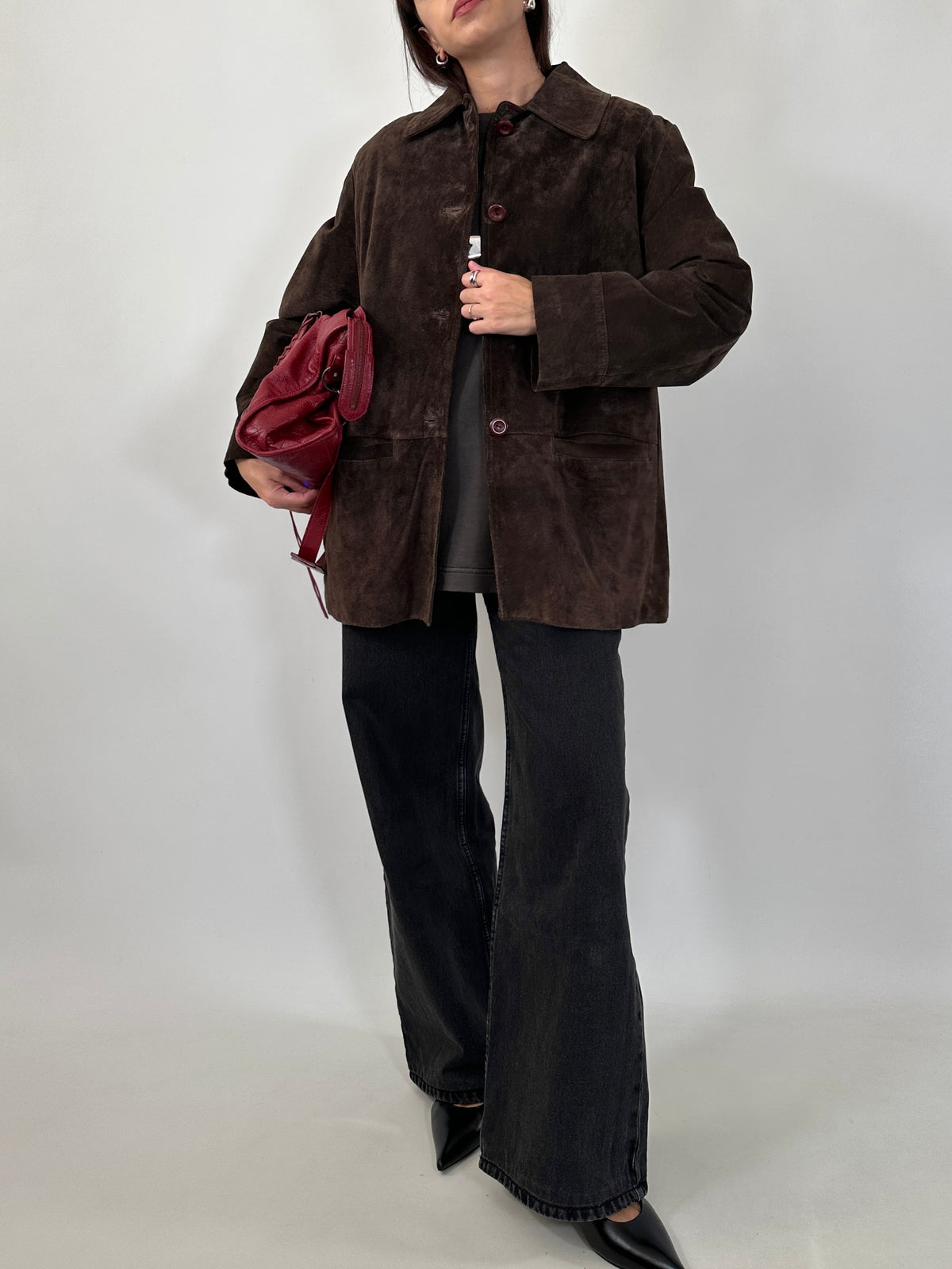 Vintage Dark Brown Suede Jacket