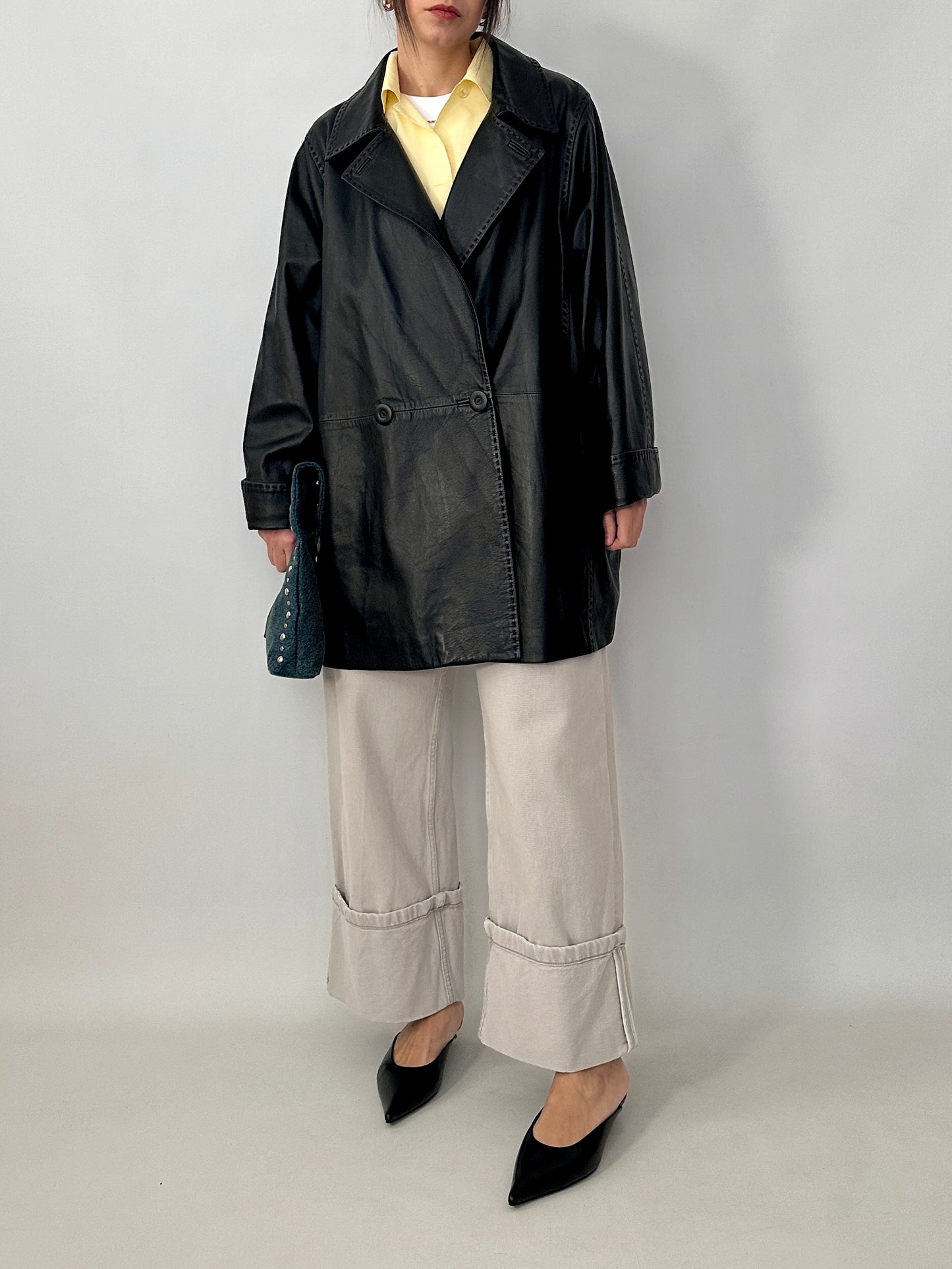 Caban in soft genuine leather