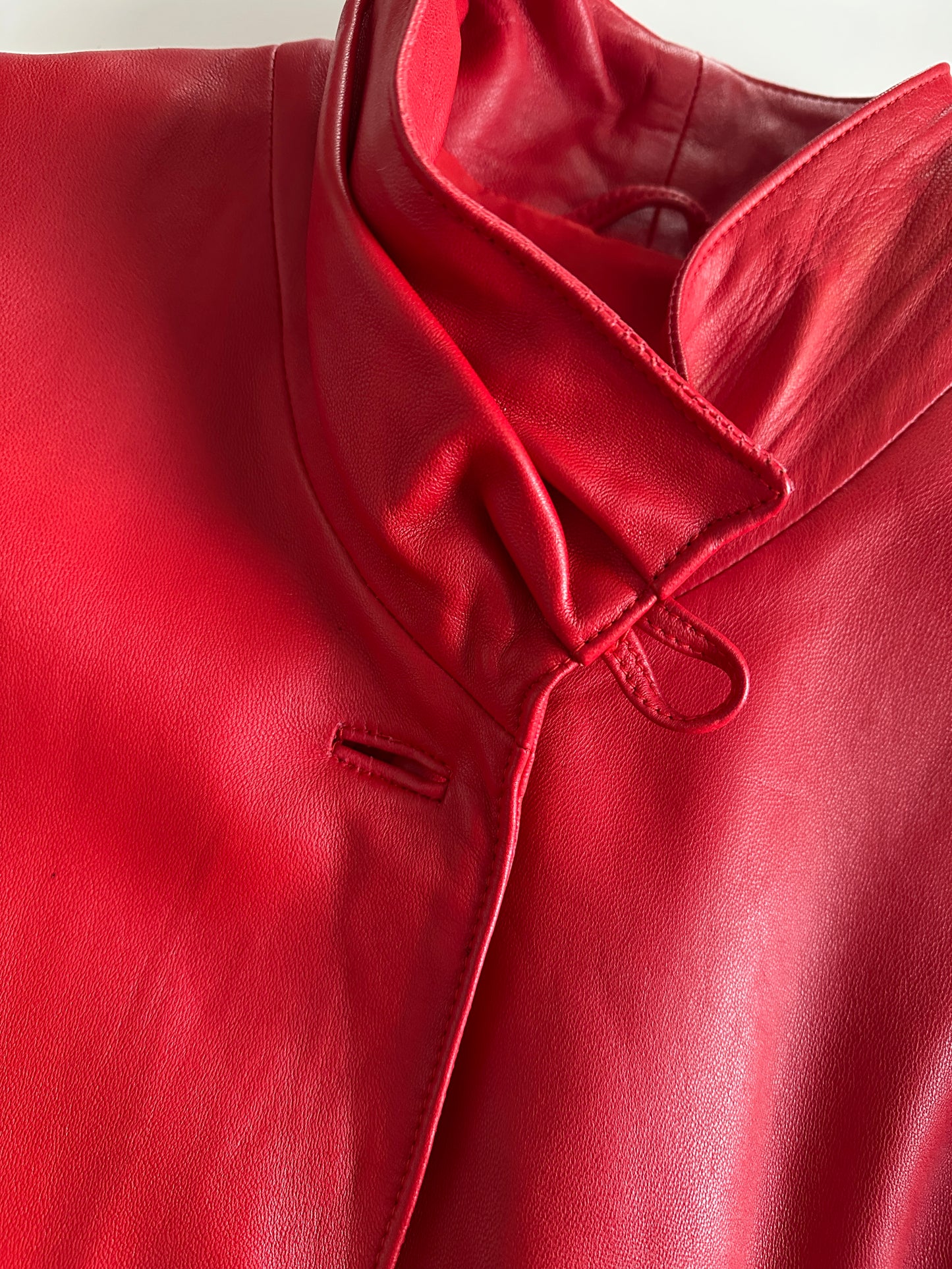 Vintage Red Leather Statement Jacket