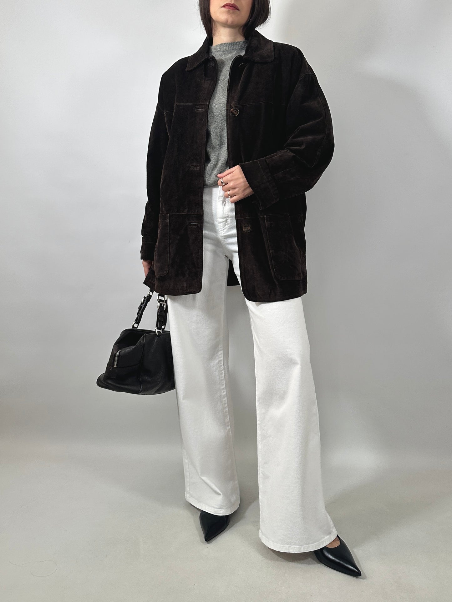 Vintage Suede Button-Up Jacket
