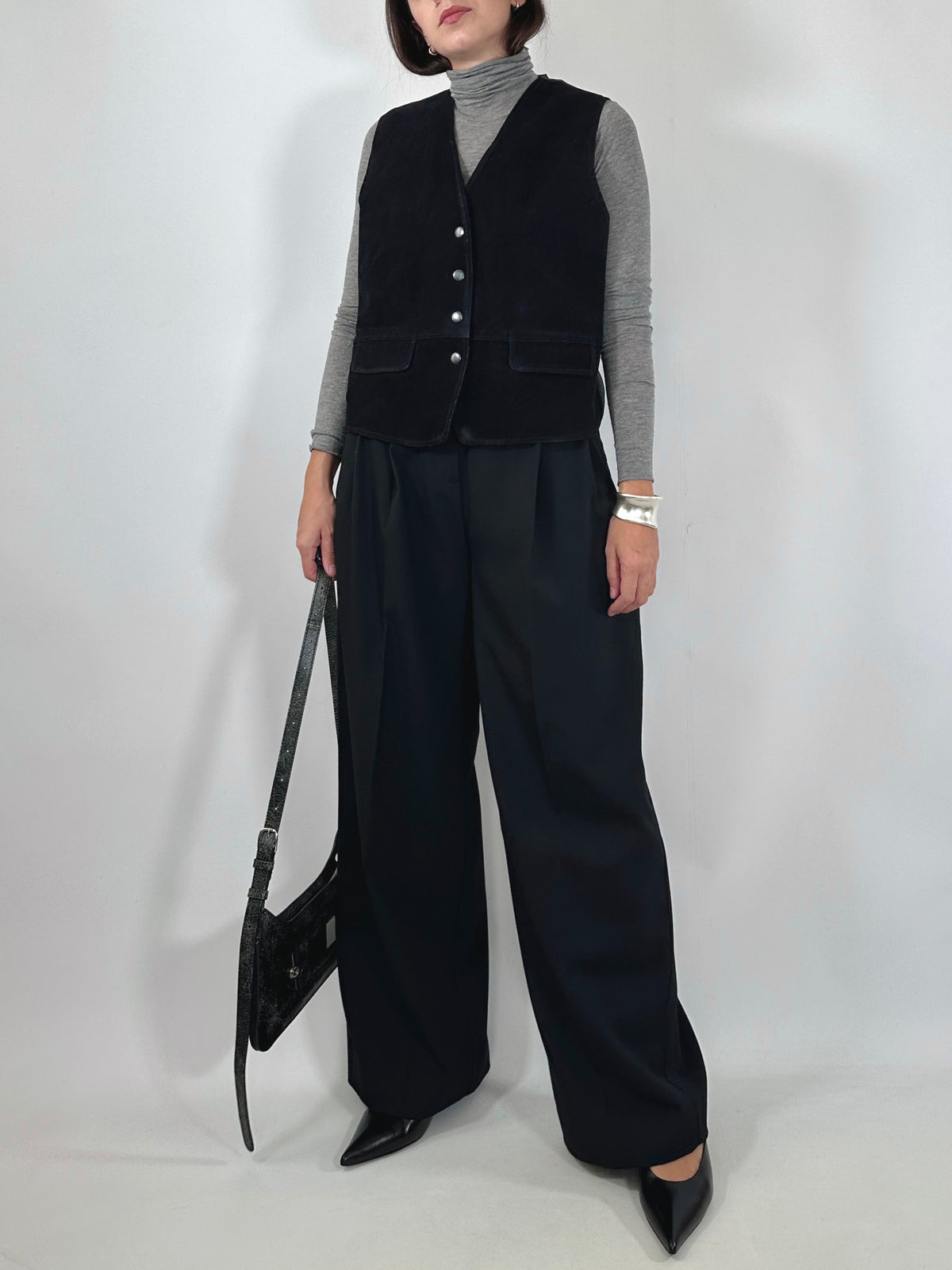 Vintage Black Suede Vest