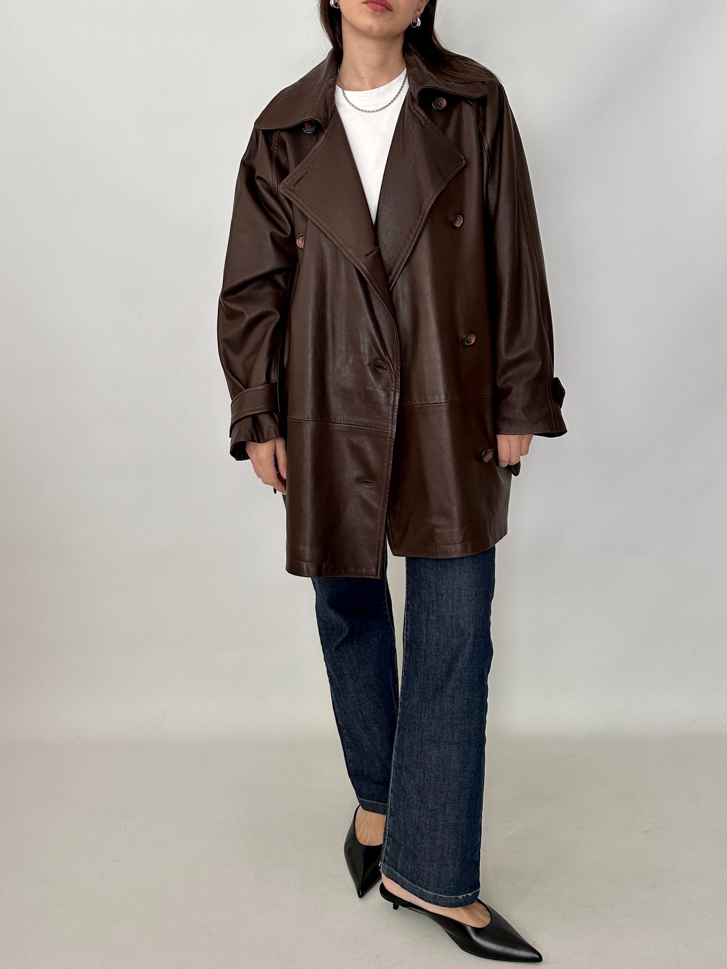 Chocolate brown soft leather caban