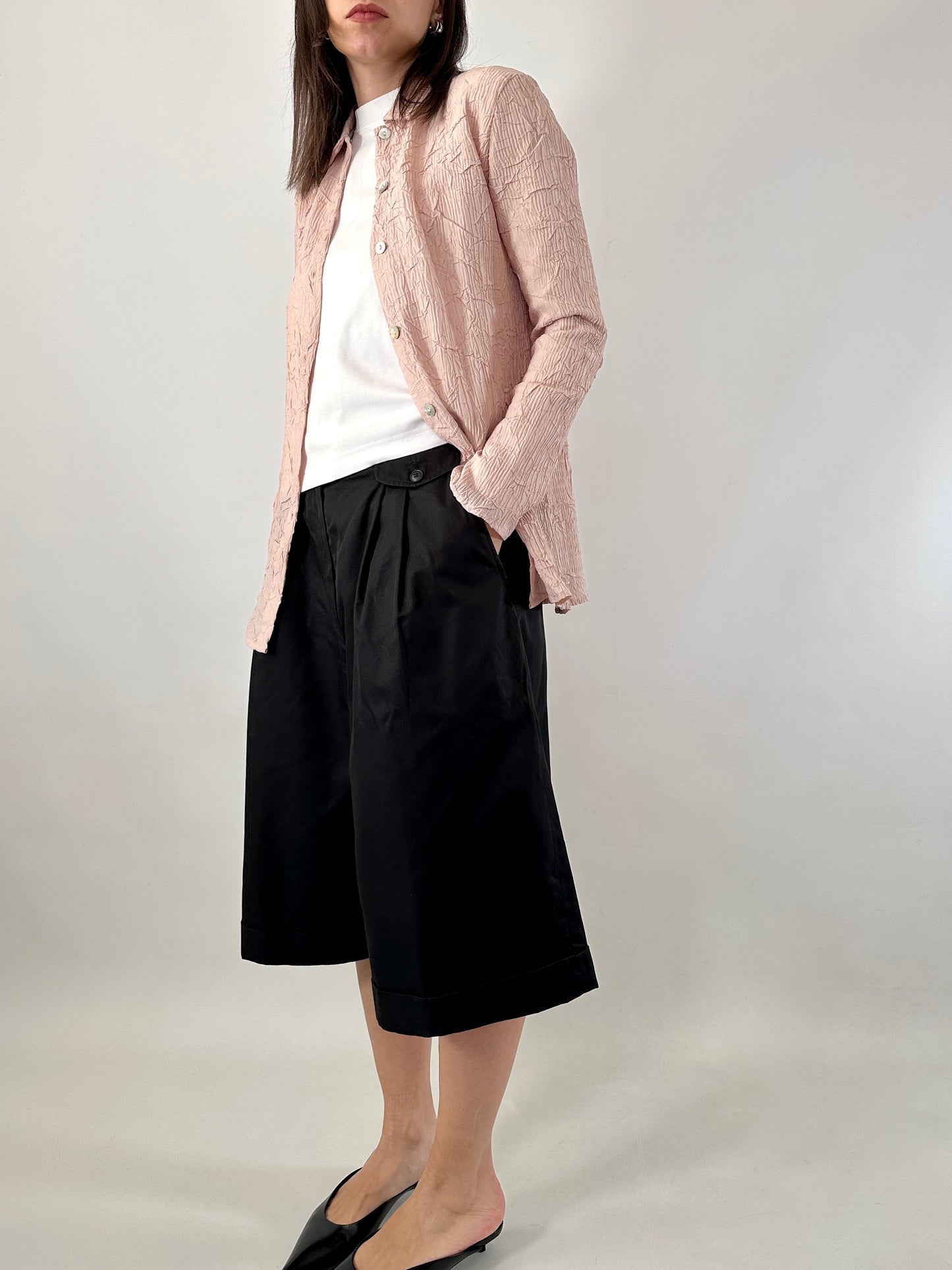 Satin crinkle pink shirt